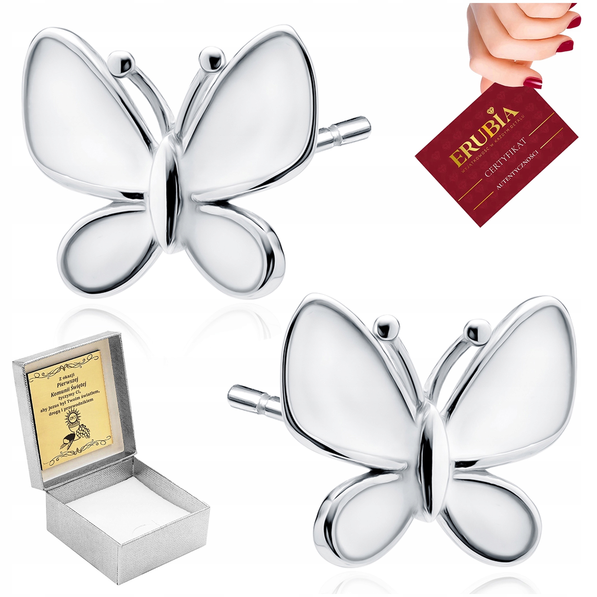Stříbrné Náušnice Ryzost 925 Bílé Smaltované Motýlky Pro Holčičku Gravírování