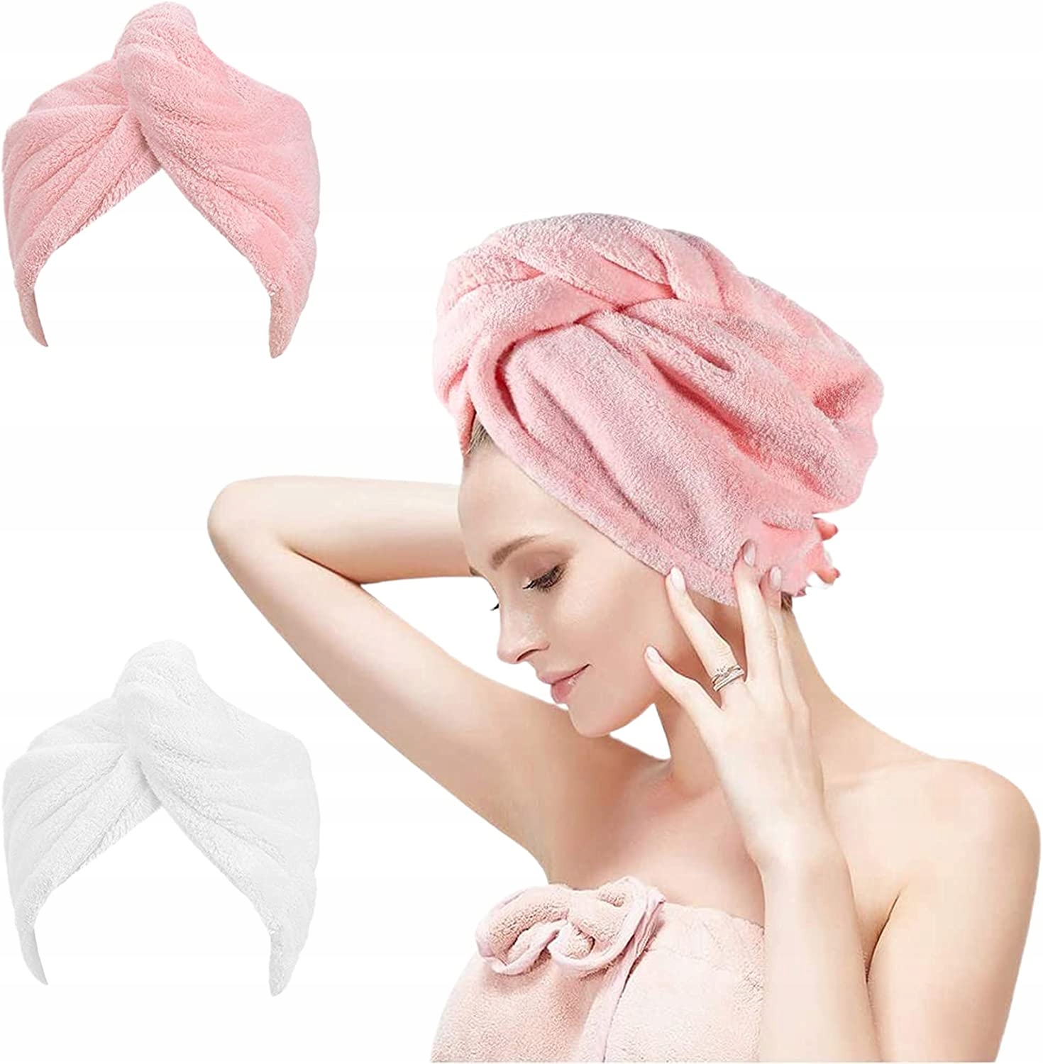 

Ręczniki Turbany Do Włosów Szybkoschnące 2 Pak