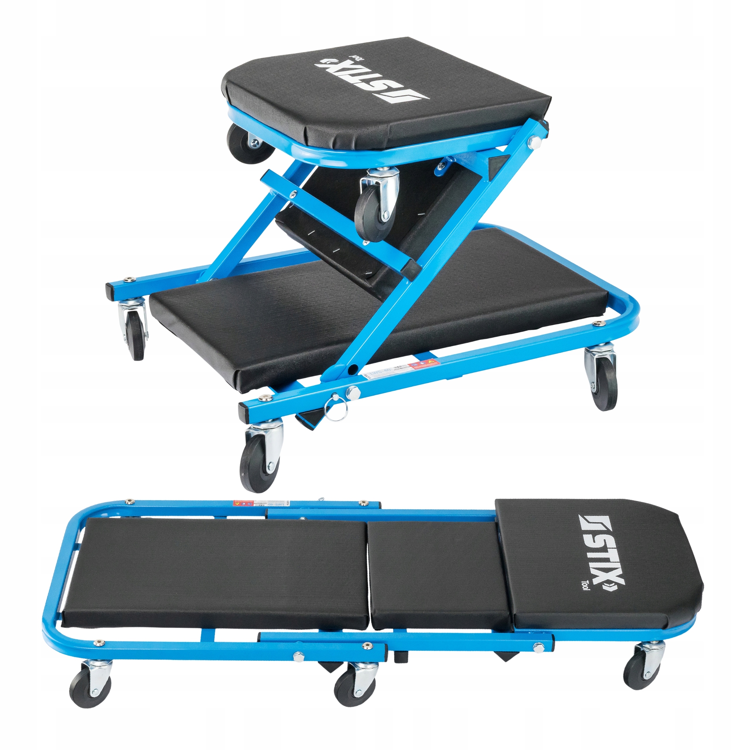 Skládací Dílenská Lehátka Stolička Vozík Sedadlo 150kg Stix