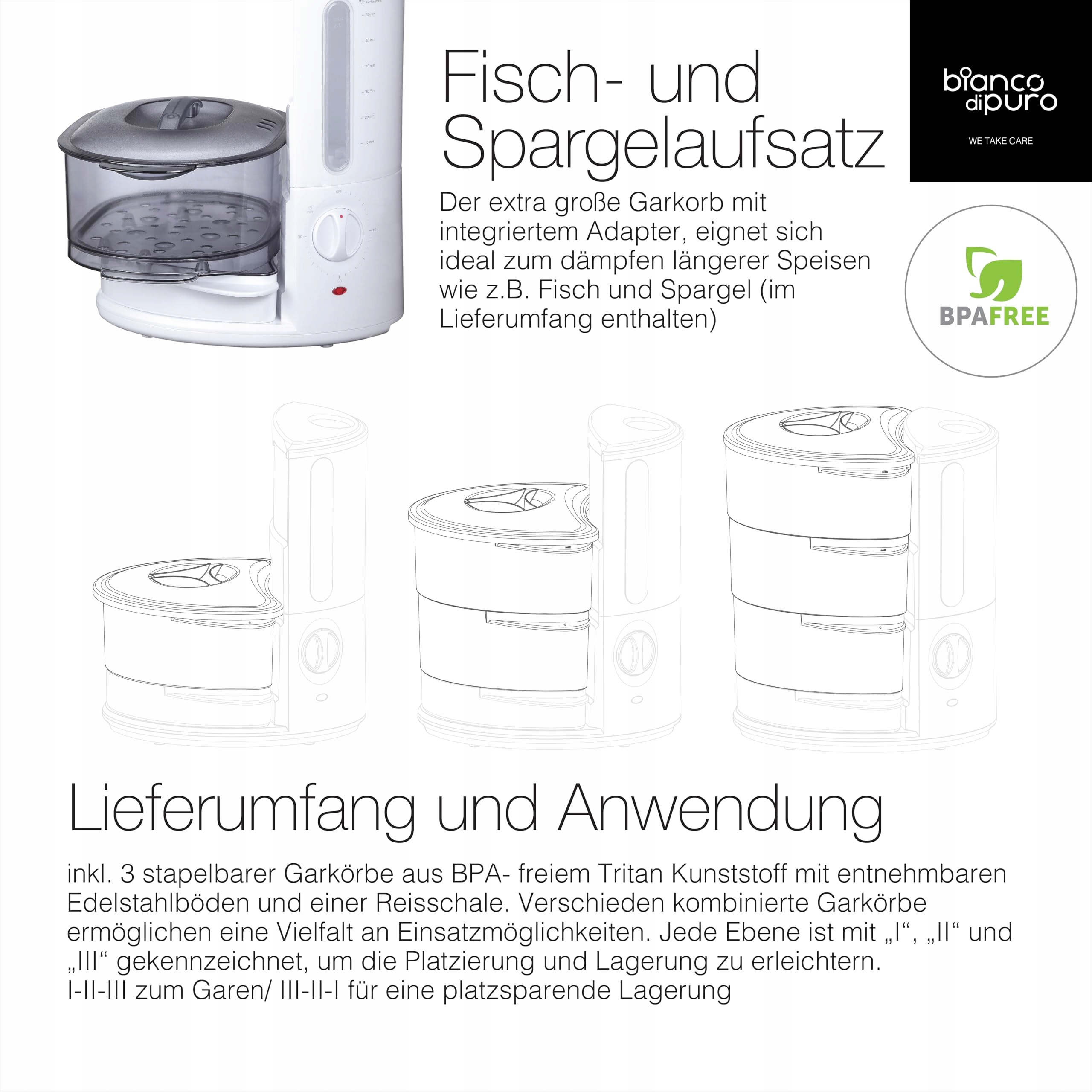 BIANCO DI PURO Parowar Rapido 50% Szybszy Strix BPA Free — miniatura 6