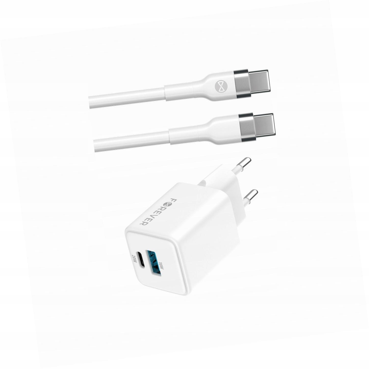 Szybka ładowarka GaN 20W 2 wejścia długim z kablem 2m do Samsung A52 4G
