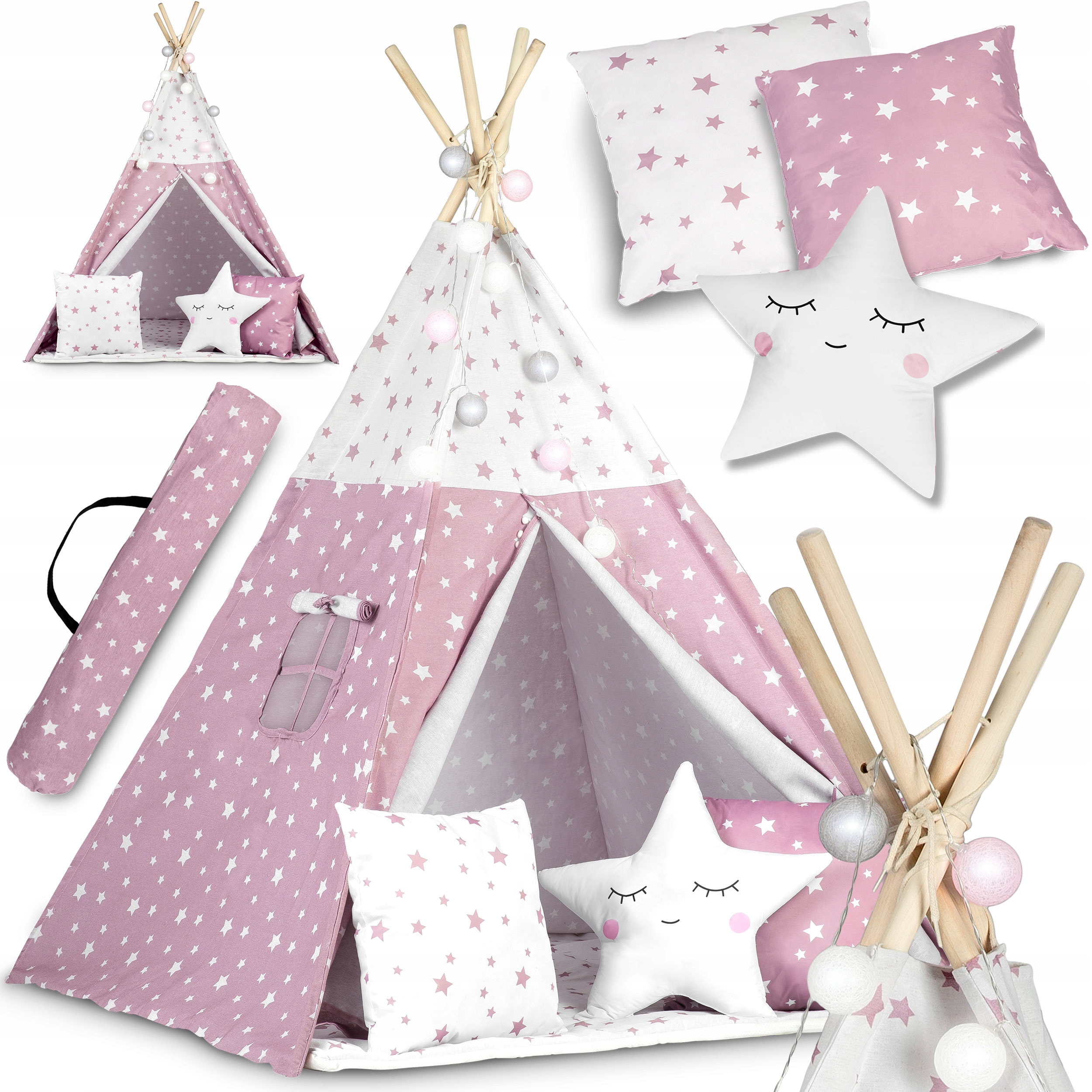 

Tipi namiot dla dzieci Teepee Lampki Poduszki