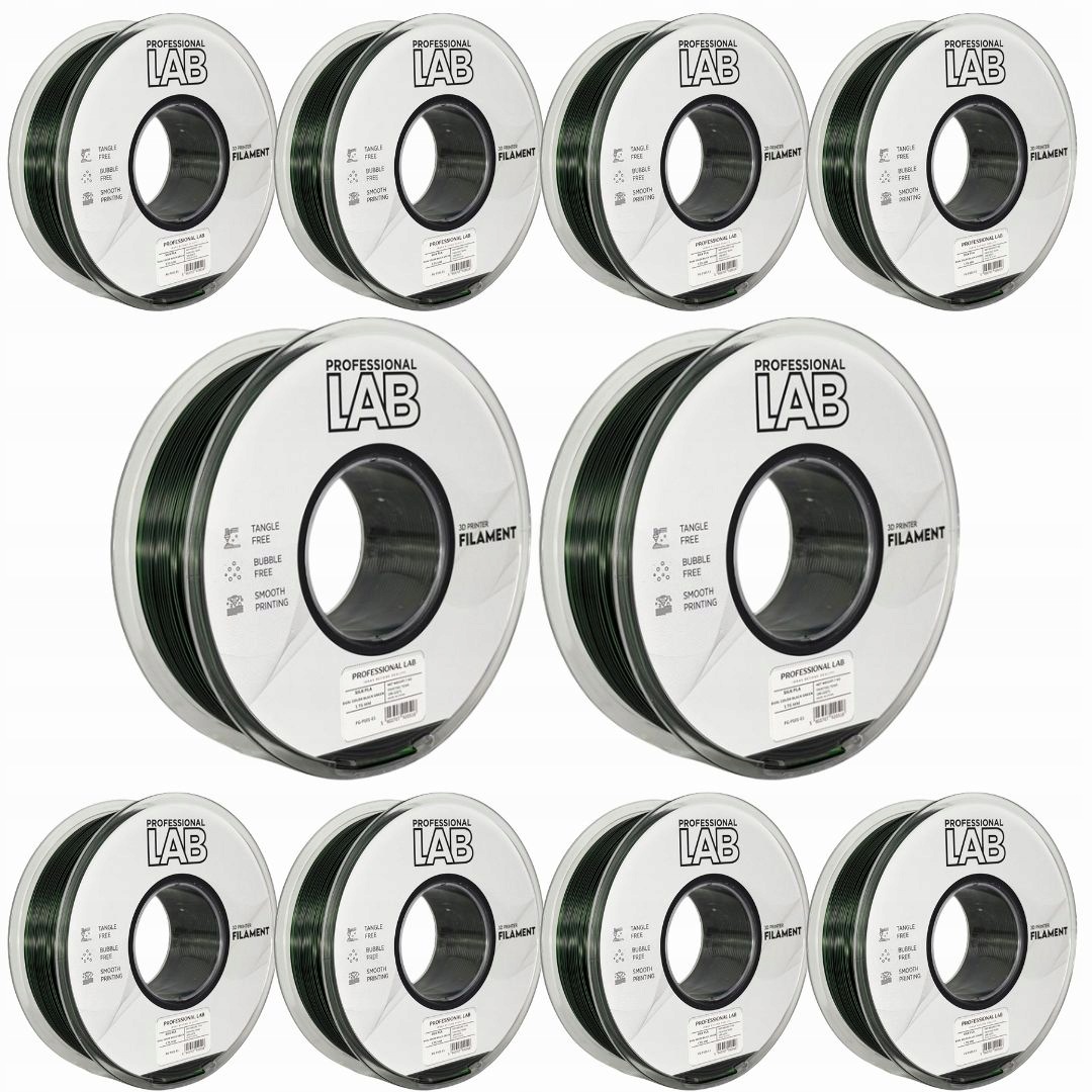 10x Filament Pla Hodvábny Dual Color Čierno-zelený Prof. Lab 1,75 mm 1000 g