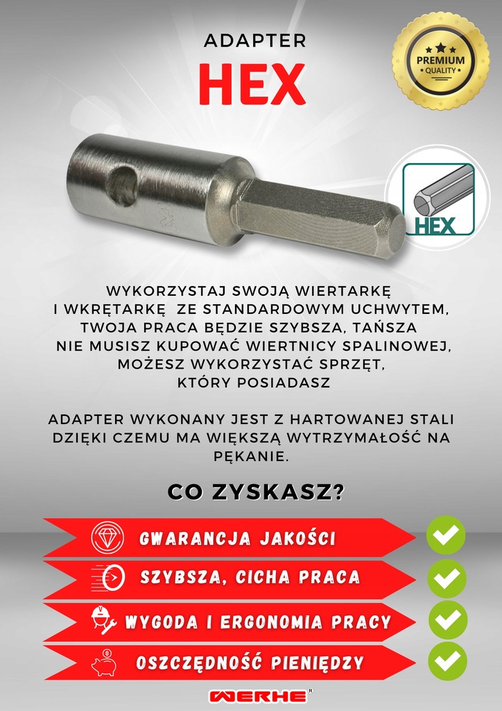 Adapter HEX Wkrętarki / Wiertarki-WERHE Seria Werhe