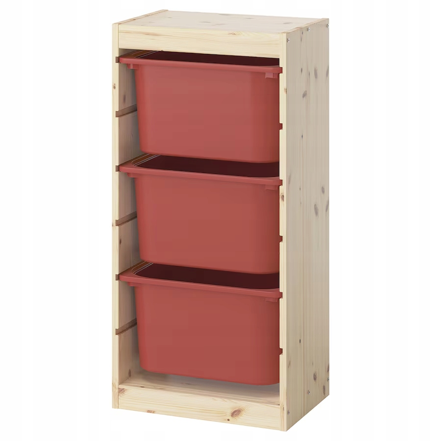 Ikea Regał z pojemnikami Trofast 44x30x91 Sosna/czerwone