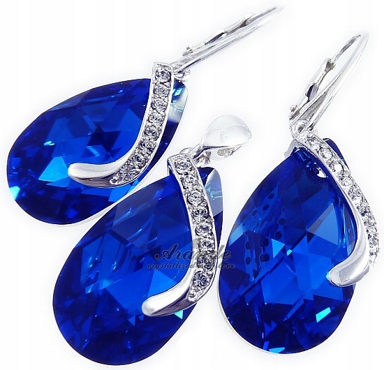 Unikátní krystaly Komplet Řetízek Blue Comet Senti Stříbro