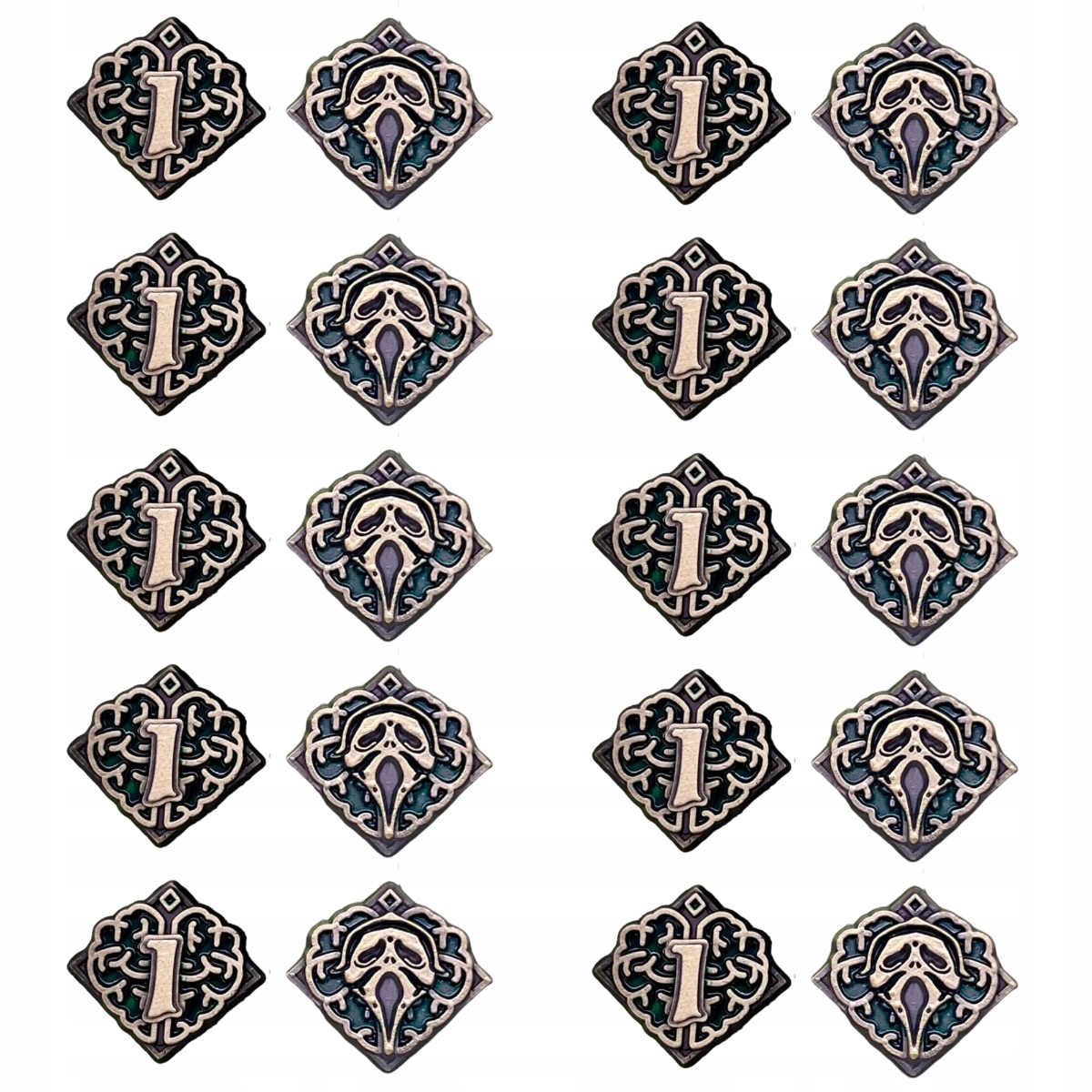 POCZYTALNOŚĆ SANITY 1 ZESTAW 10 METALOWYCH MONET ZAMIENNIK DO ARKHAM HORROR