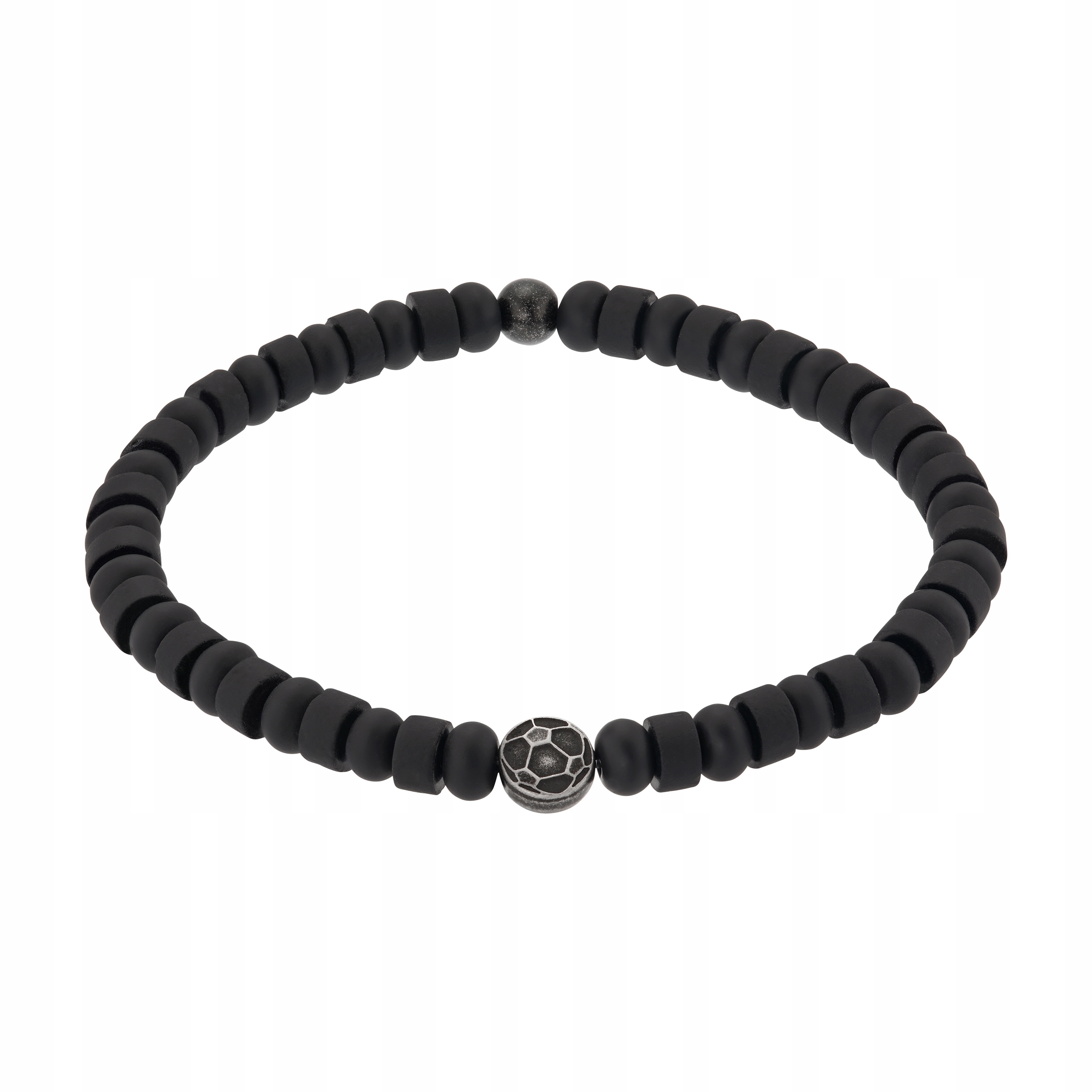 Pánský černý magnetický náramek Fotbal Drahé kameny