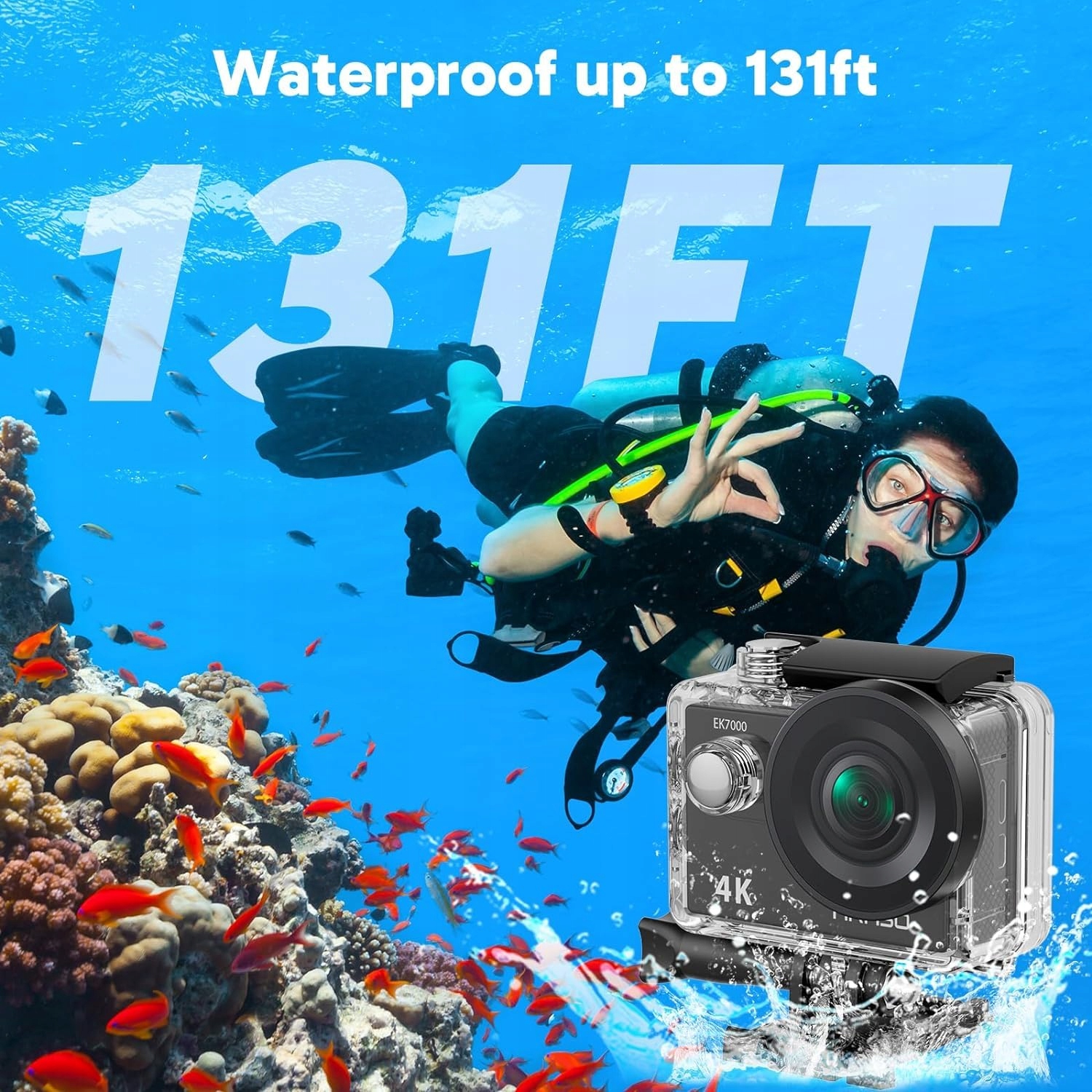 AKASO Kamera Sportowa 4K 20MP WiFi Podwodna 170° LCD Pilot 2x1050mAh — miniatura 4