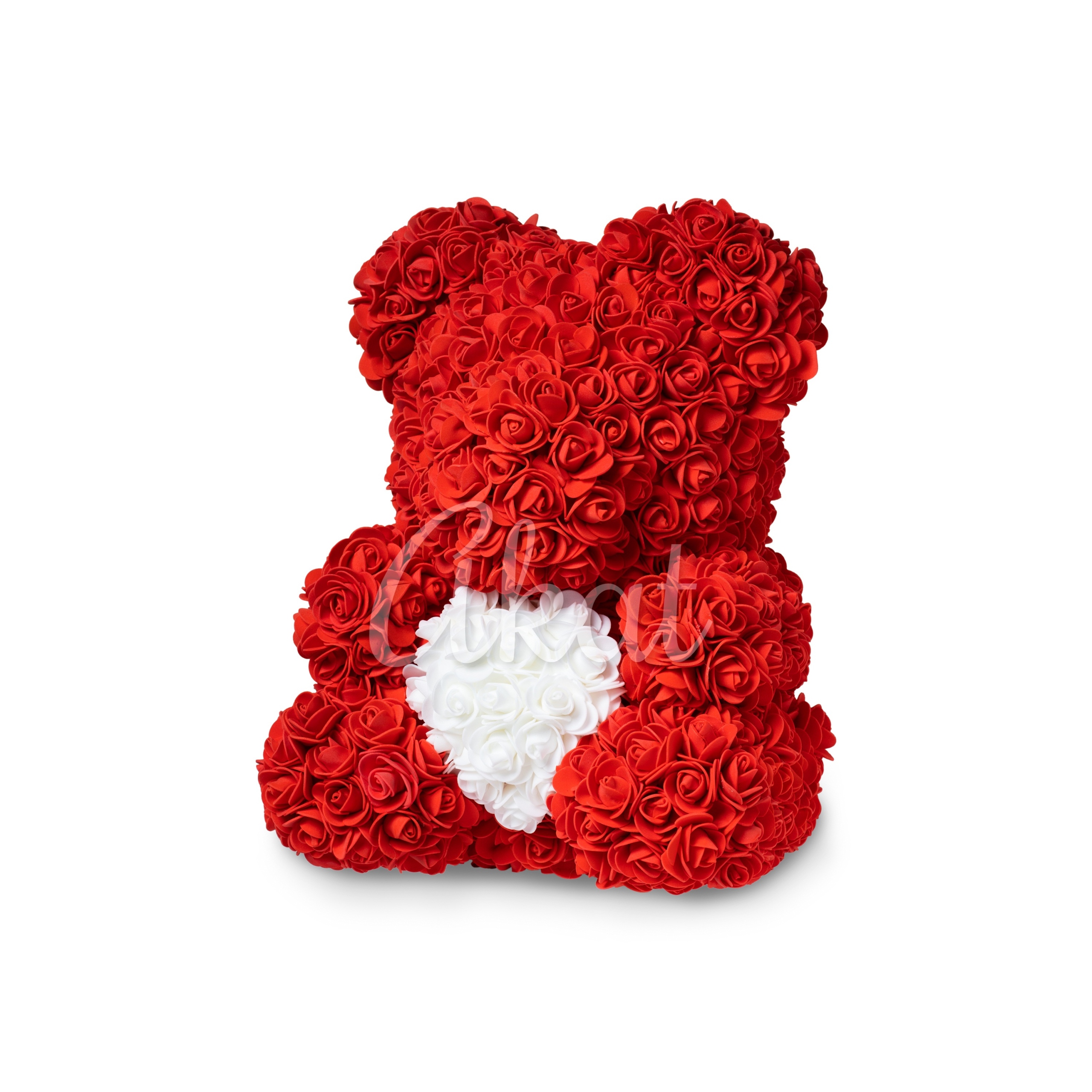 MIŚ z RÓŻ CZERWONY Z BIAŁYM SERCEM + Płatki + Marka inna