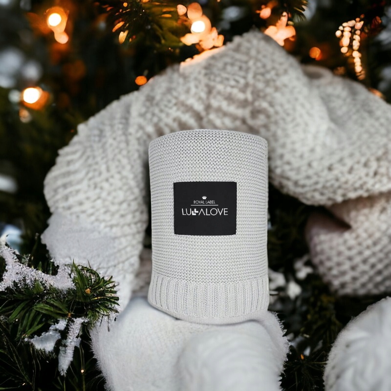 Duży bambusowy koc klasyczny szary - LULLALOVE Marka Lullalove