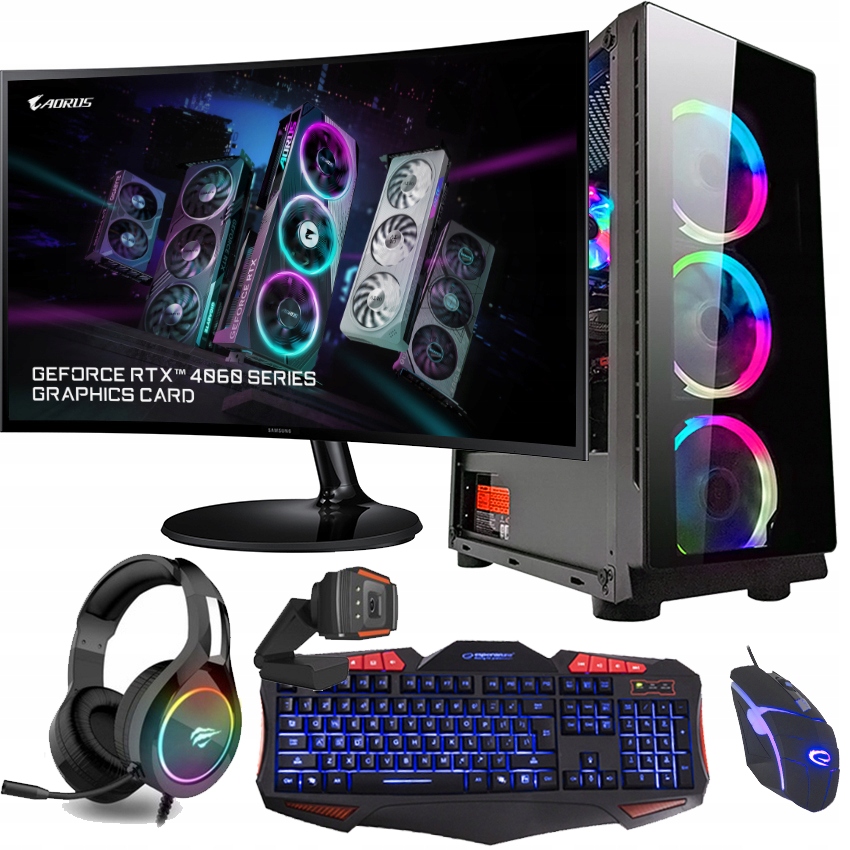 Zestaw komputerowy Gamer Rtx i7 4060 32GB 1 Tb czarny Wi-Fi