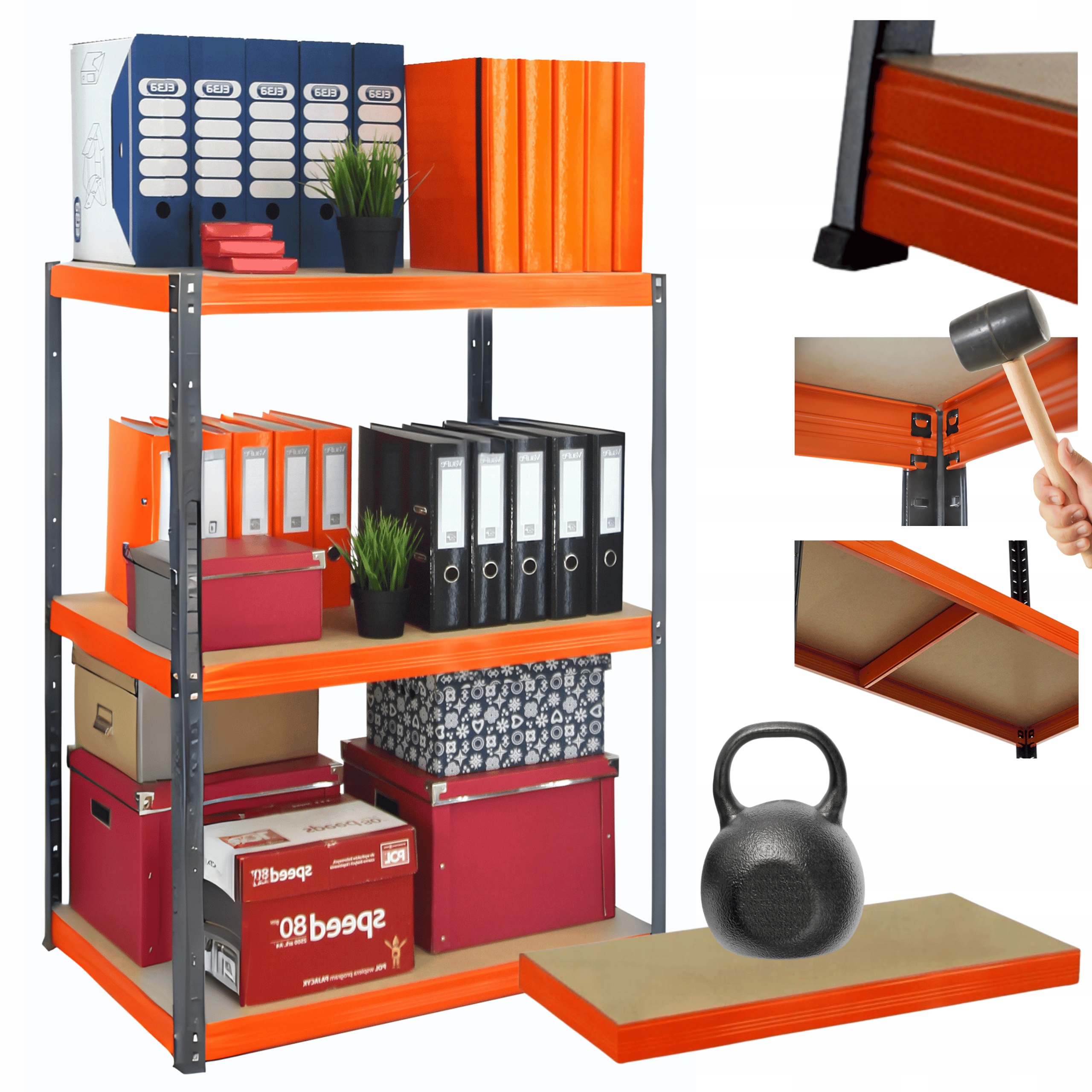 Skladovací regál garážový kovový stojan Helios 106x100x45 cm 3Px175 kg