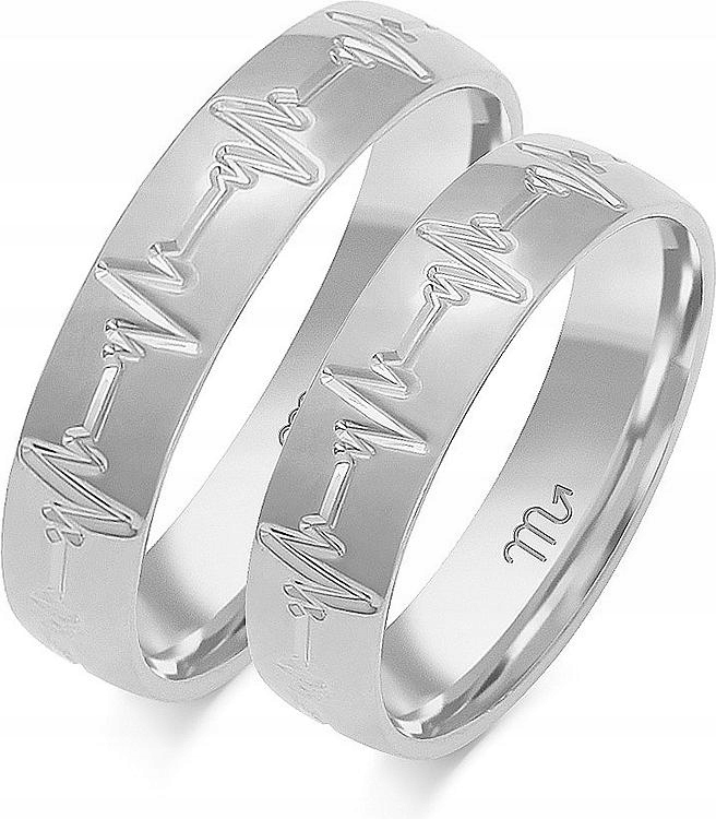 Bílé zlaté prsteny s gravírováním 14k 585, rok 17 18 19, dámská kolekce