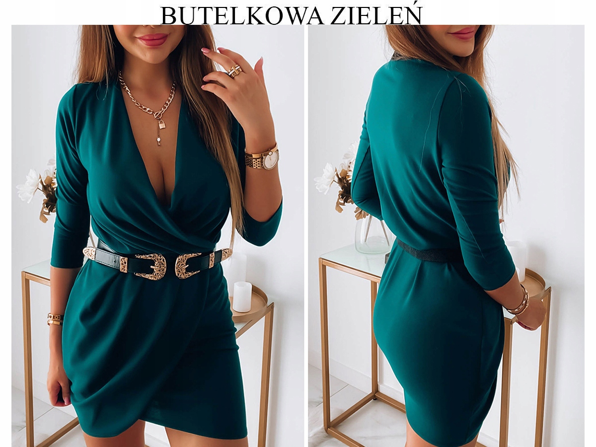 SUKIENKA MINI MODNA PRZEKŁADANY DEKOLT KOLORY Model J580