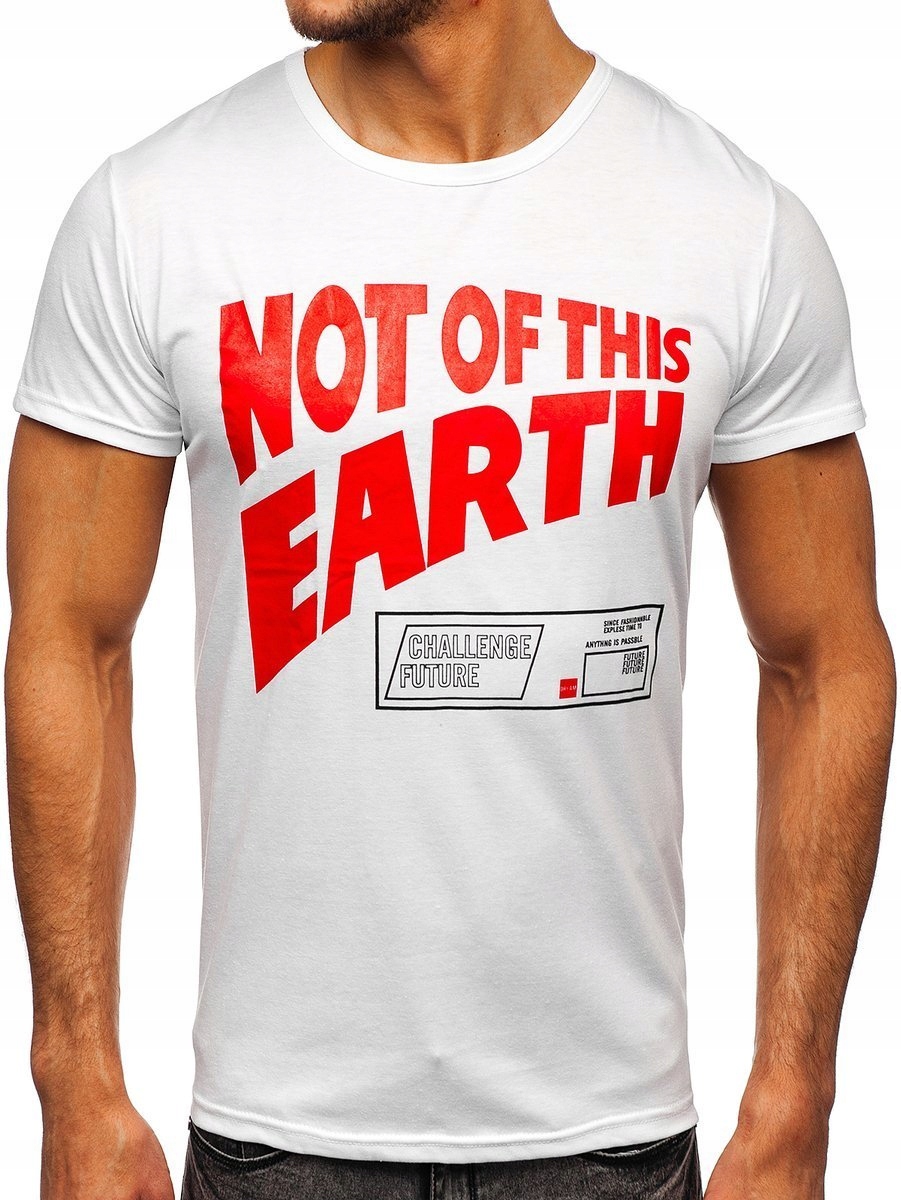 

T-shirt Męski Z Nadrukiem Biały KS2336 Denley_m