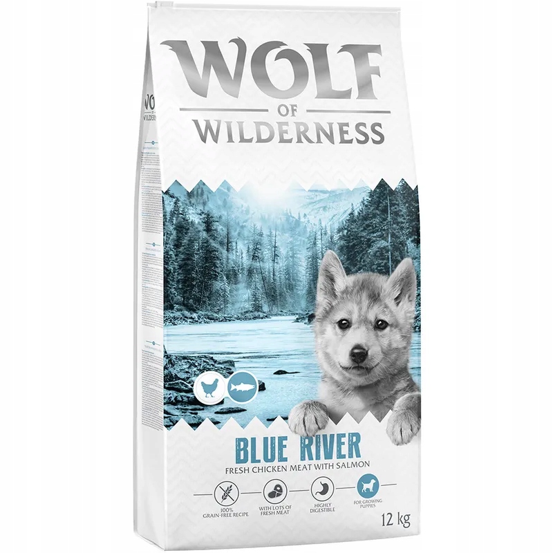 Wolf of Wilderness Junior „Blue River“ losos bez obilovin, 12 kg