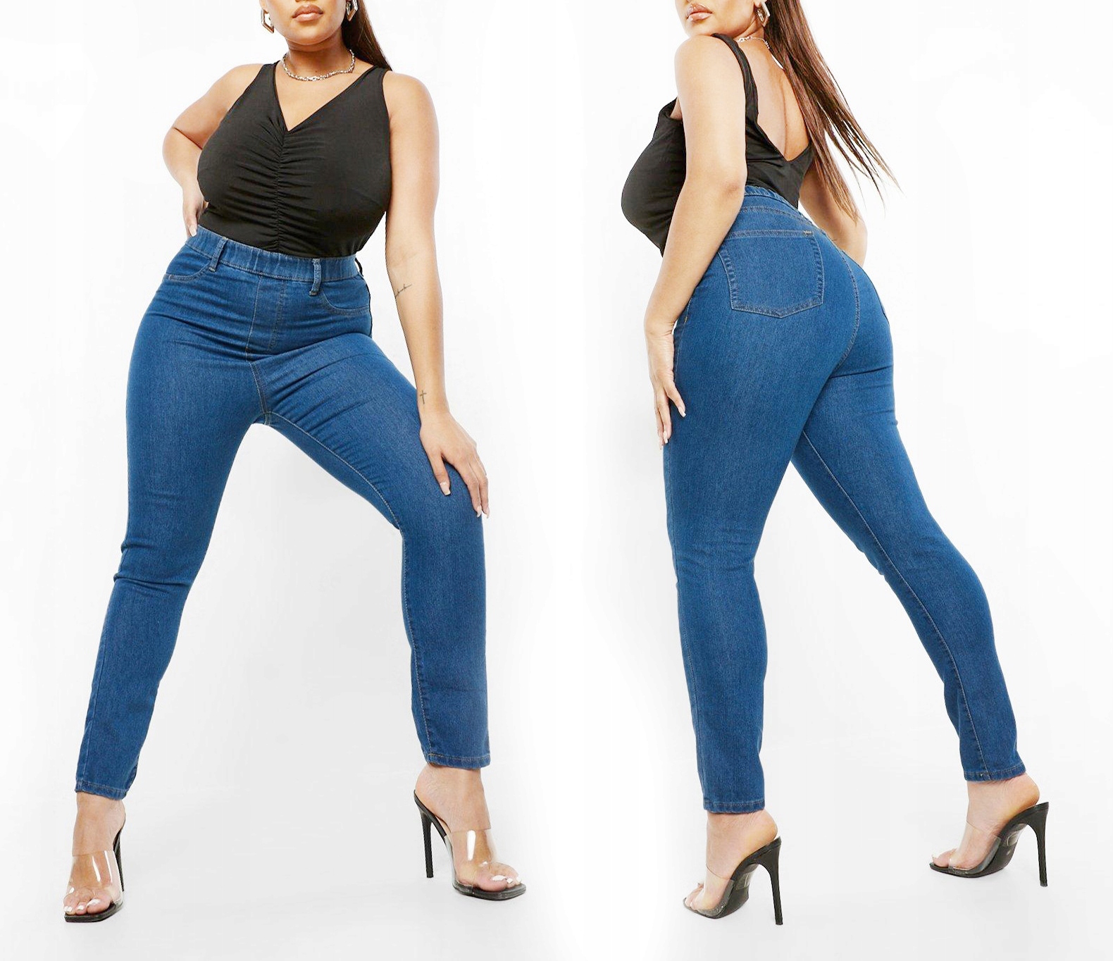 

Spodnie Ciemny Jeans Modelujące Plus Size