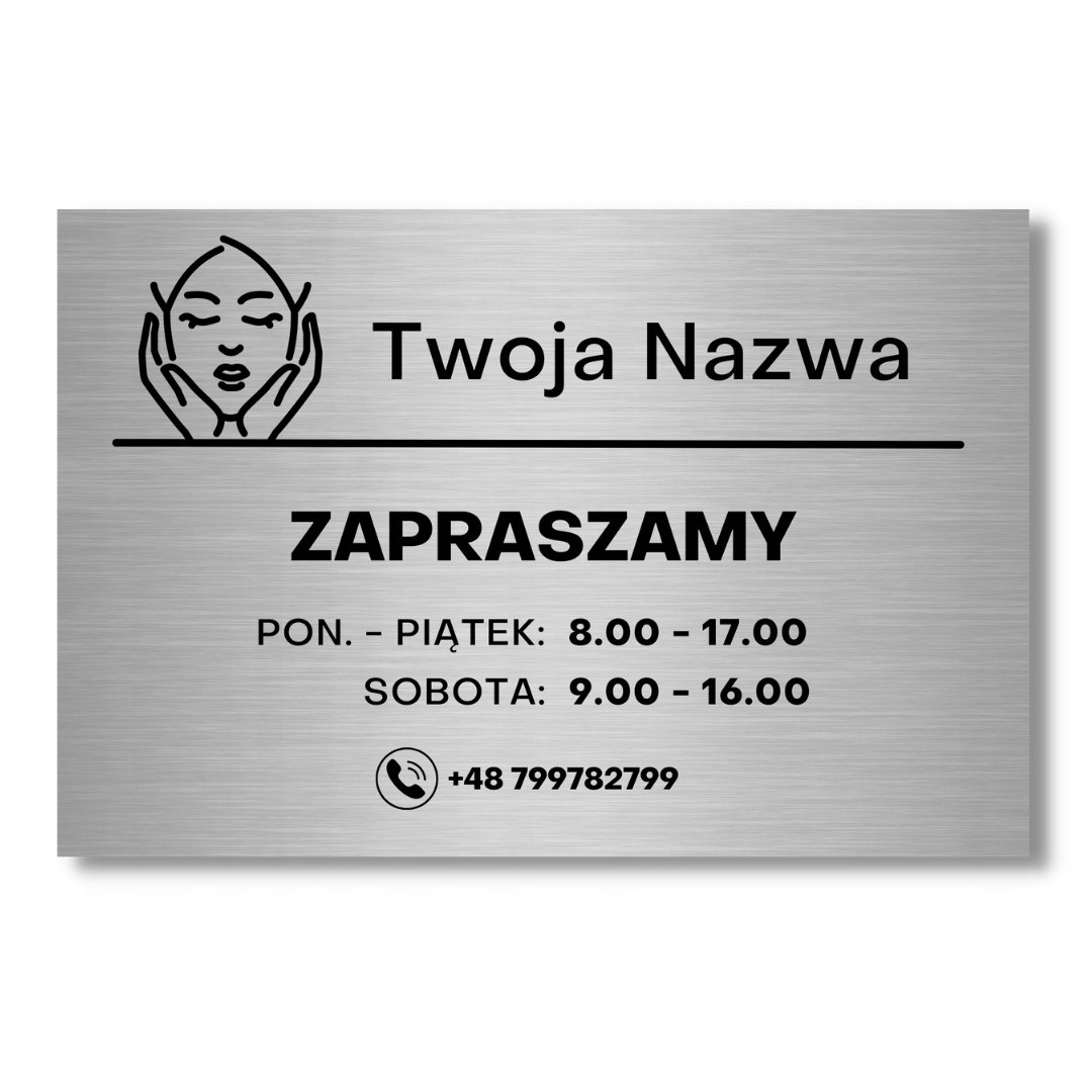 ELEGANCKA TABLICZKA ZAPRASZAMY GODZINY OTWARCIA TWOJA NAZWA FIRMY GODZINY Marka inny