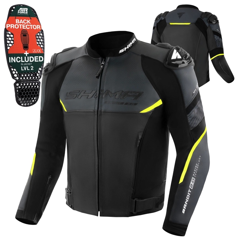 Motocyklová bunda Shima Bandit 2.0 Fluo čierna biela žltá fluo Darčeky