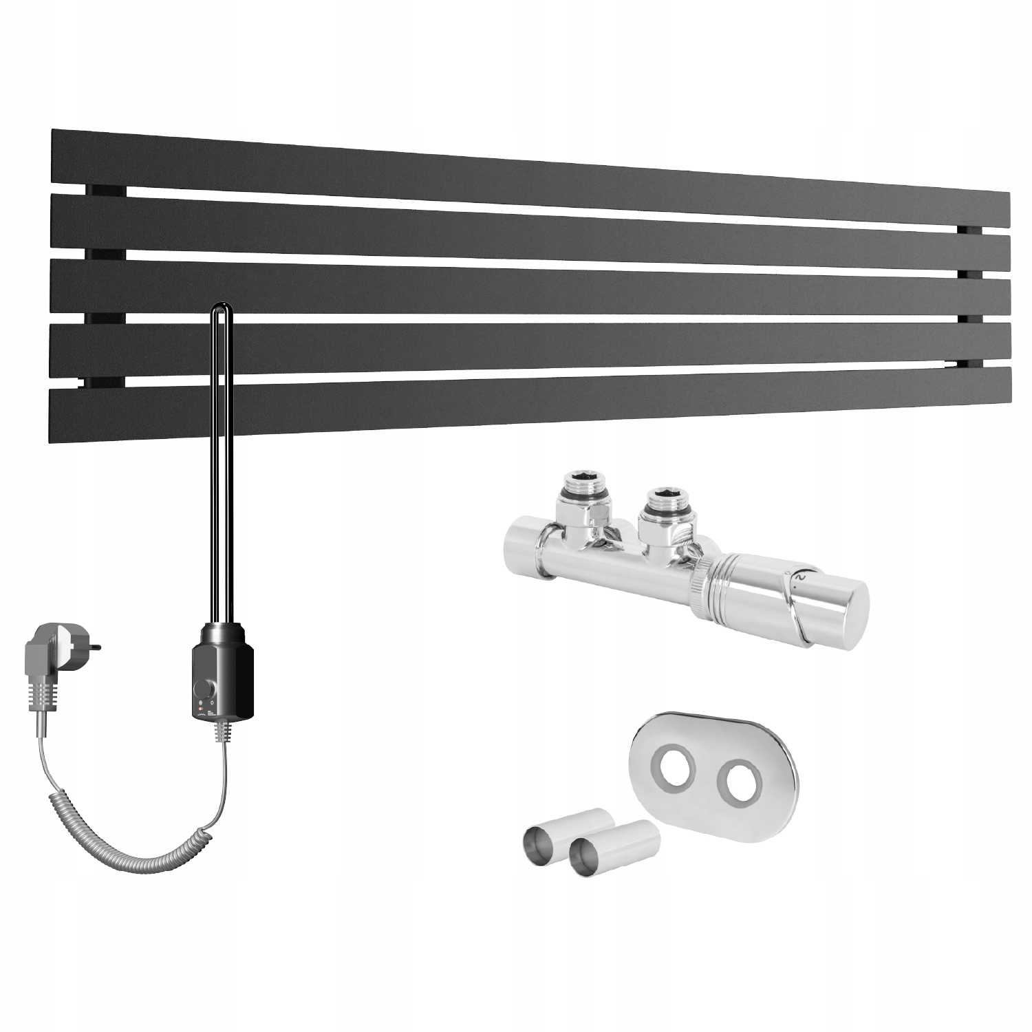 Set Vodovodní a elektrický horizontální ohřívač Bello 38x180 Černá Struktura