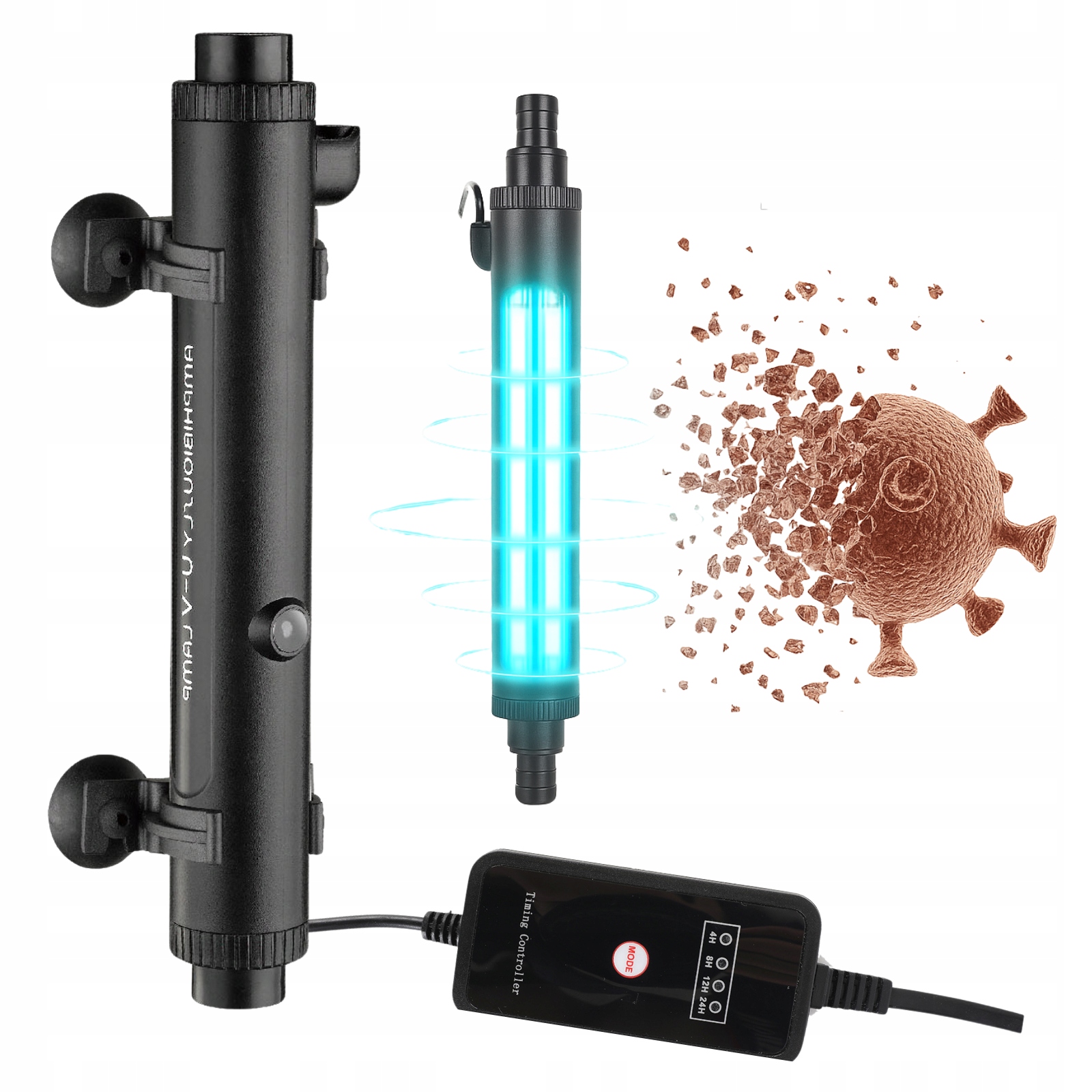 Sterilizátor vody Uv-c 10W s časovačem Oczko filtr proti řasám a bakteriím