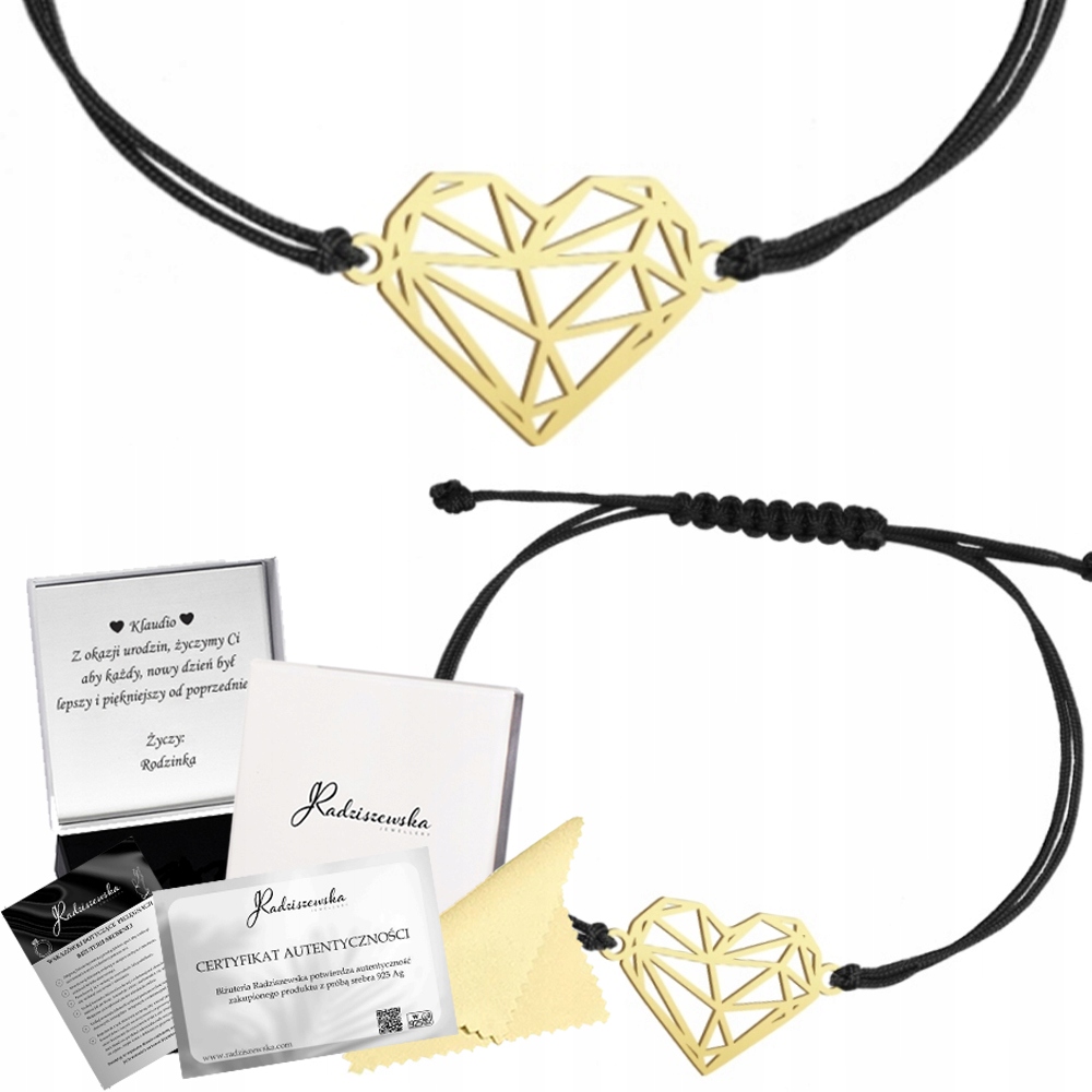 Zlatý náramek Srdce ažurové Dárek 925 Den Žen Věnování Bonus