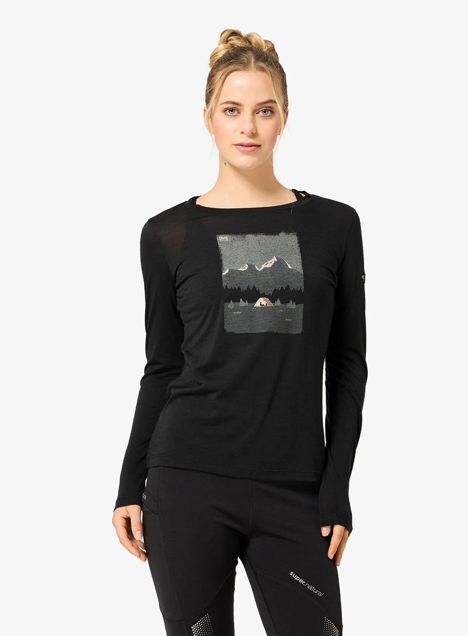 Bluza damska Super.natural Outdoor Night Ls jet black/copper/various Xs