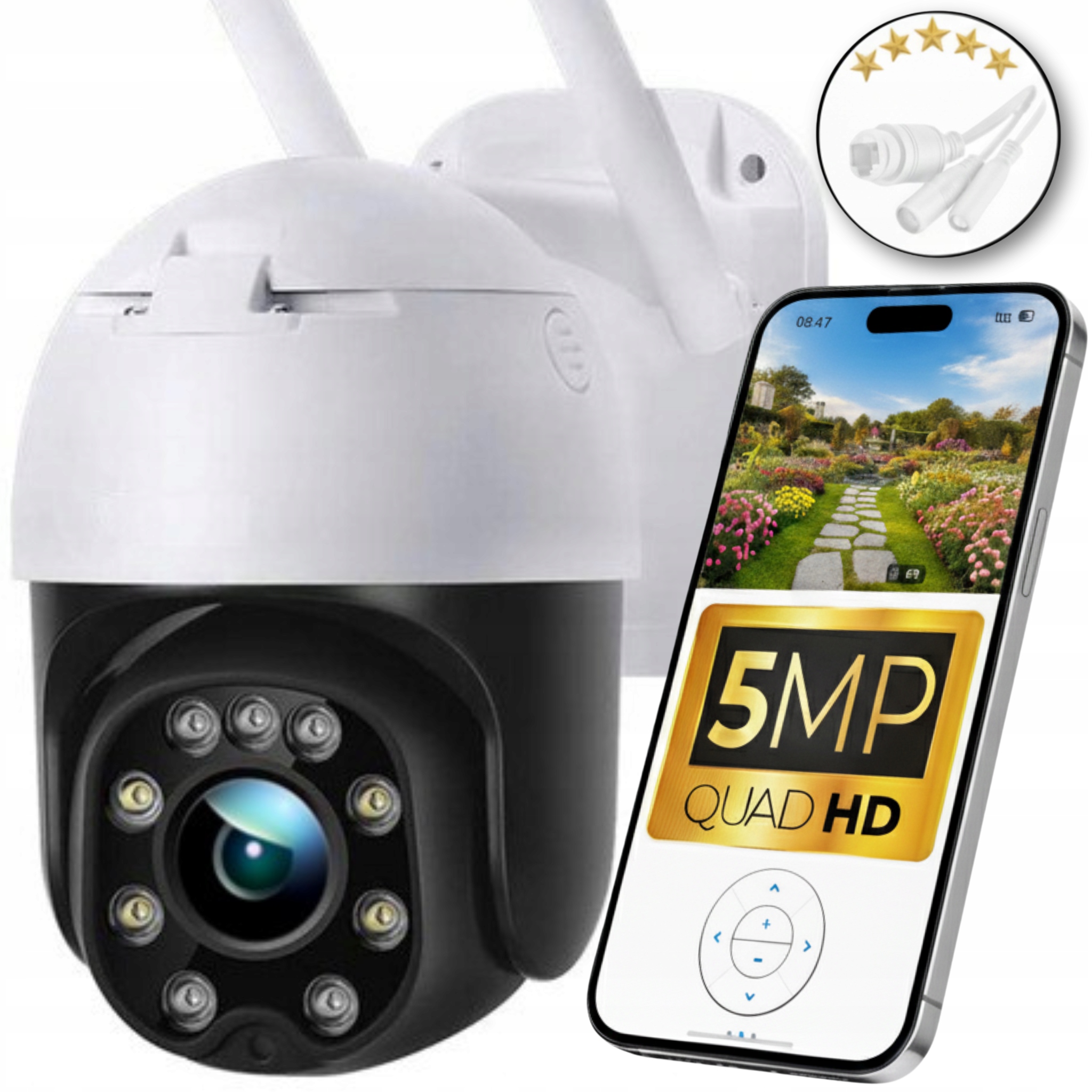 Venkovní Wifi Kamera 5MPX Ultra Hd Otočná 5MP Pohybový Detektor