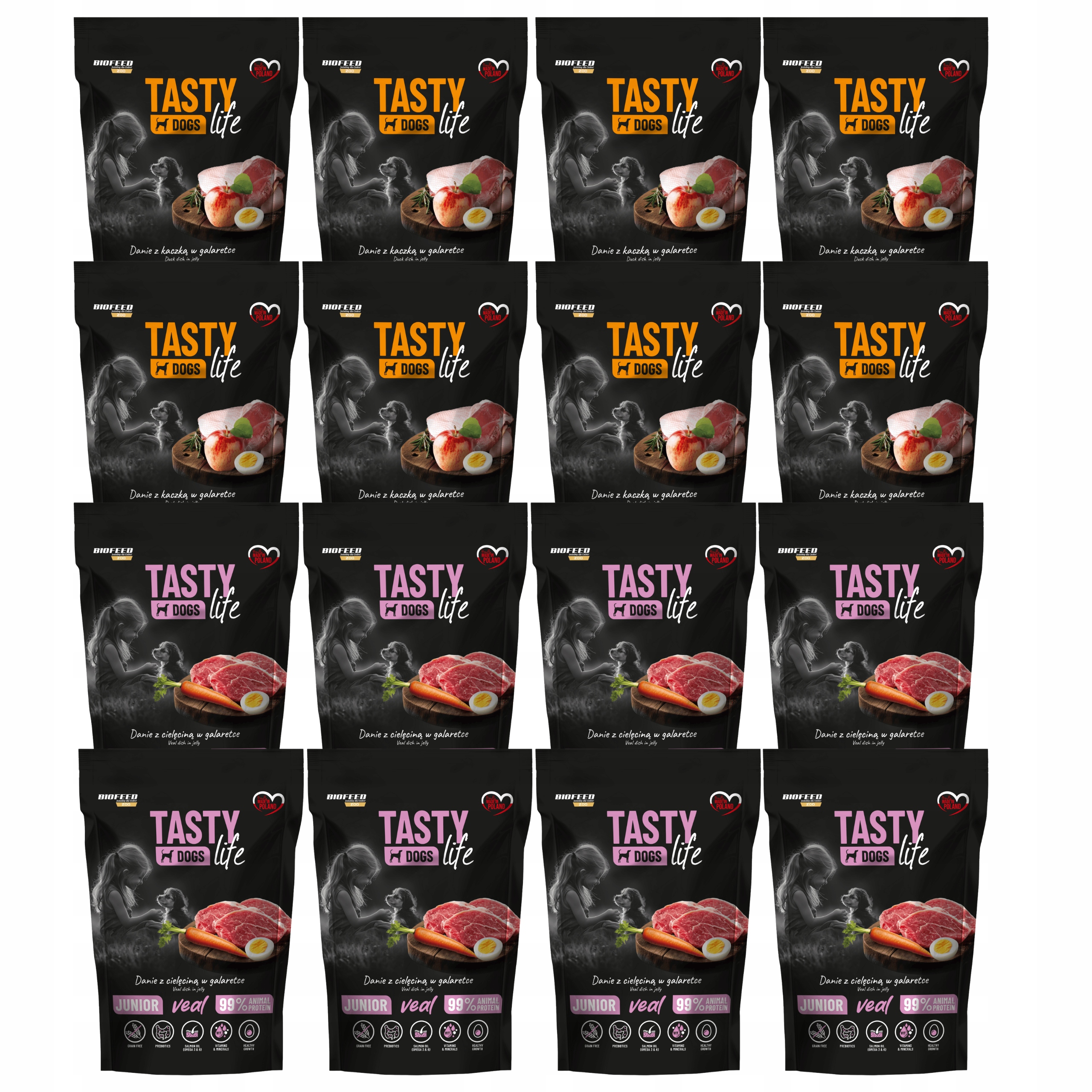 Krmivo pro štěňata Biofeed Tasty Life Junior mix chutí 16 x 150 g