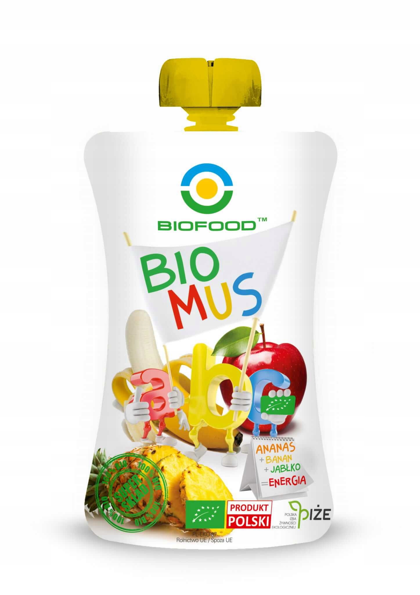 Mus ananas-banan-jabłko, 90 g, Bio Food