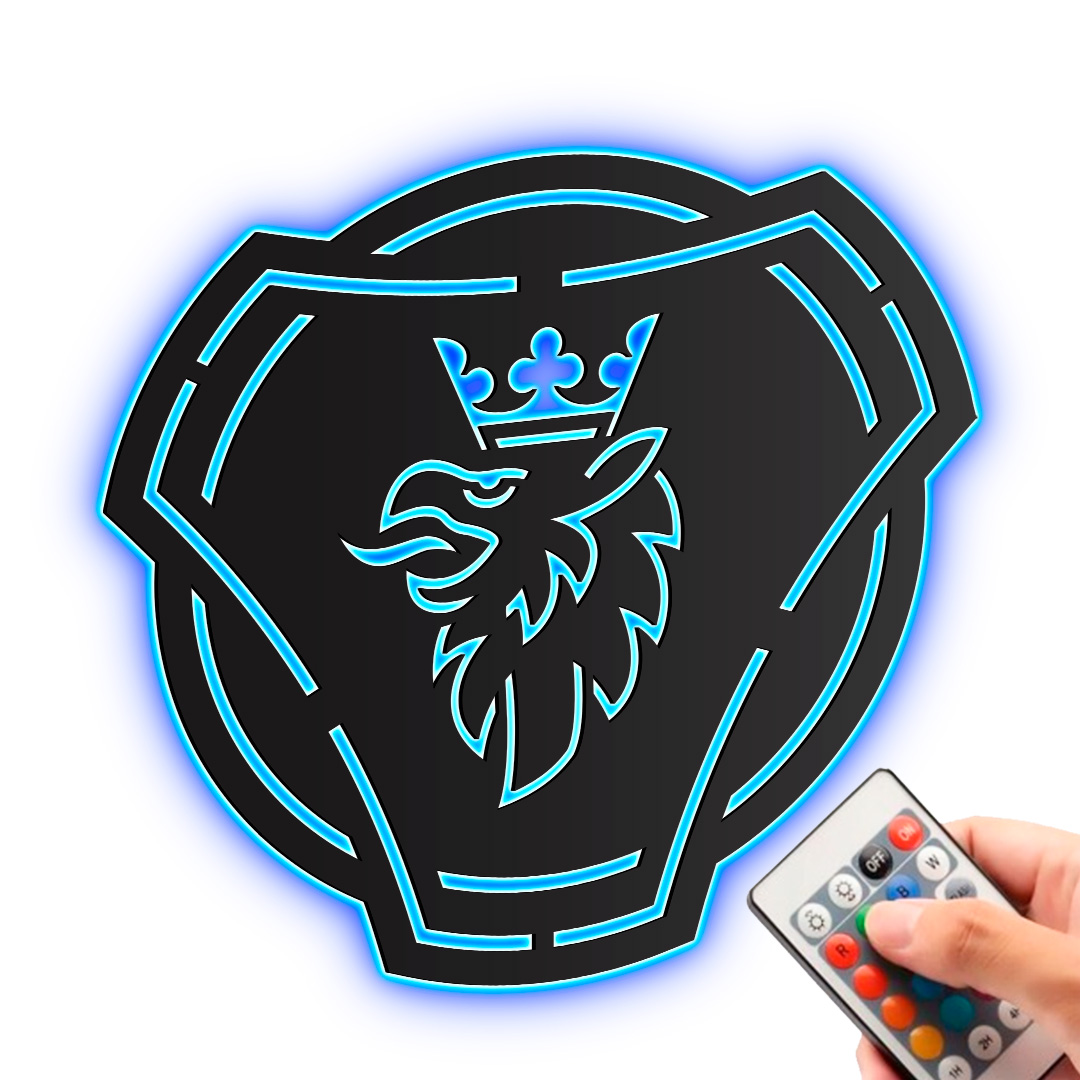Scania logo Obraz Drewniany 3D Lampka Nocna Led Pilot Rgb