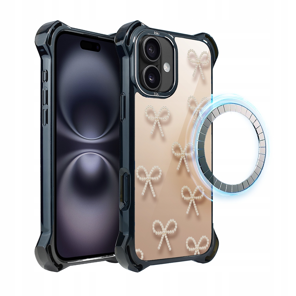Pouzdro Ibizu DropGuard Ultra s MagSafe a perleťovými mašličkami pro iPhone 16 Plus