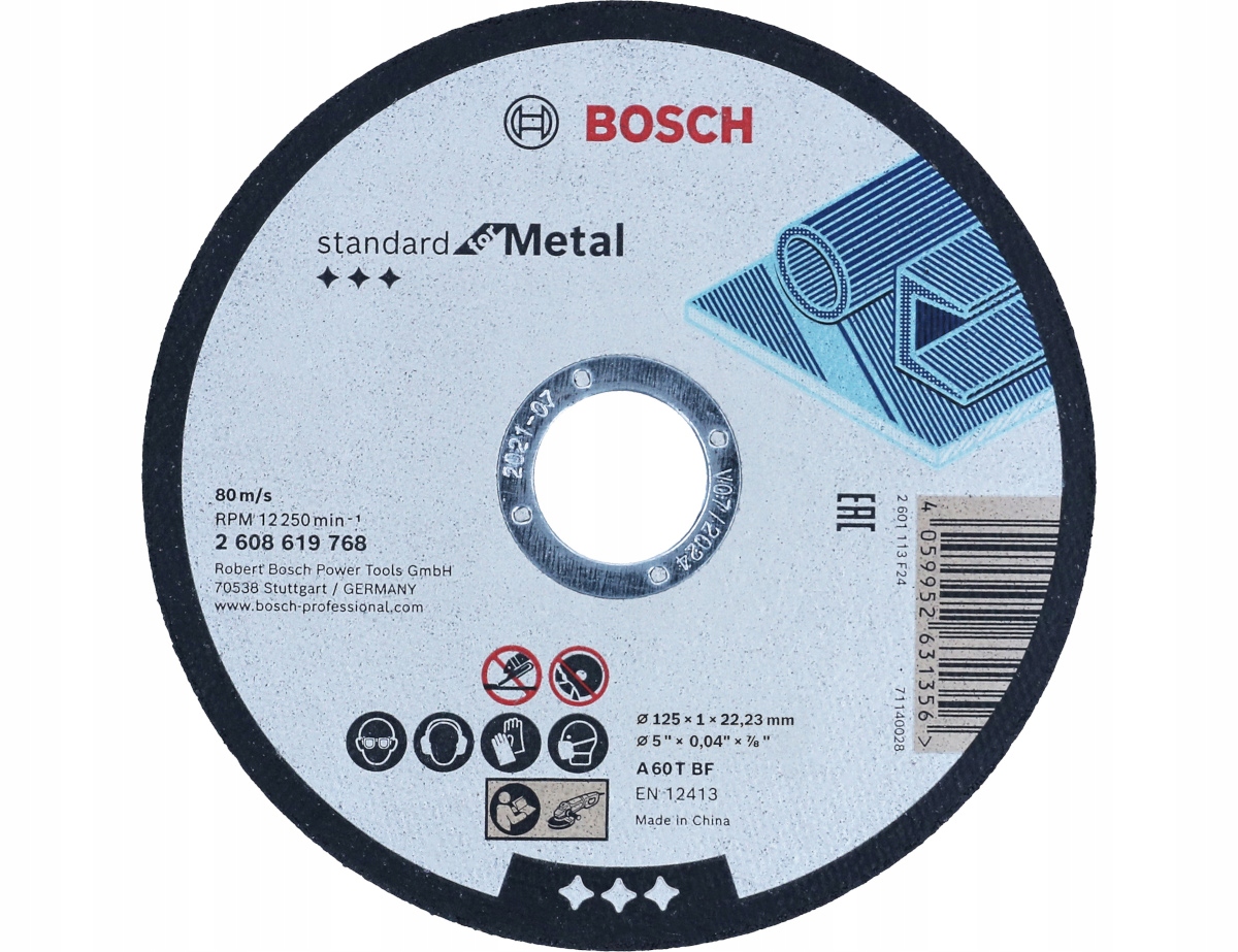 BOSCH TARCZA KORUNDOWA do cięcia metalu stali 125/1,0mm