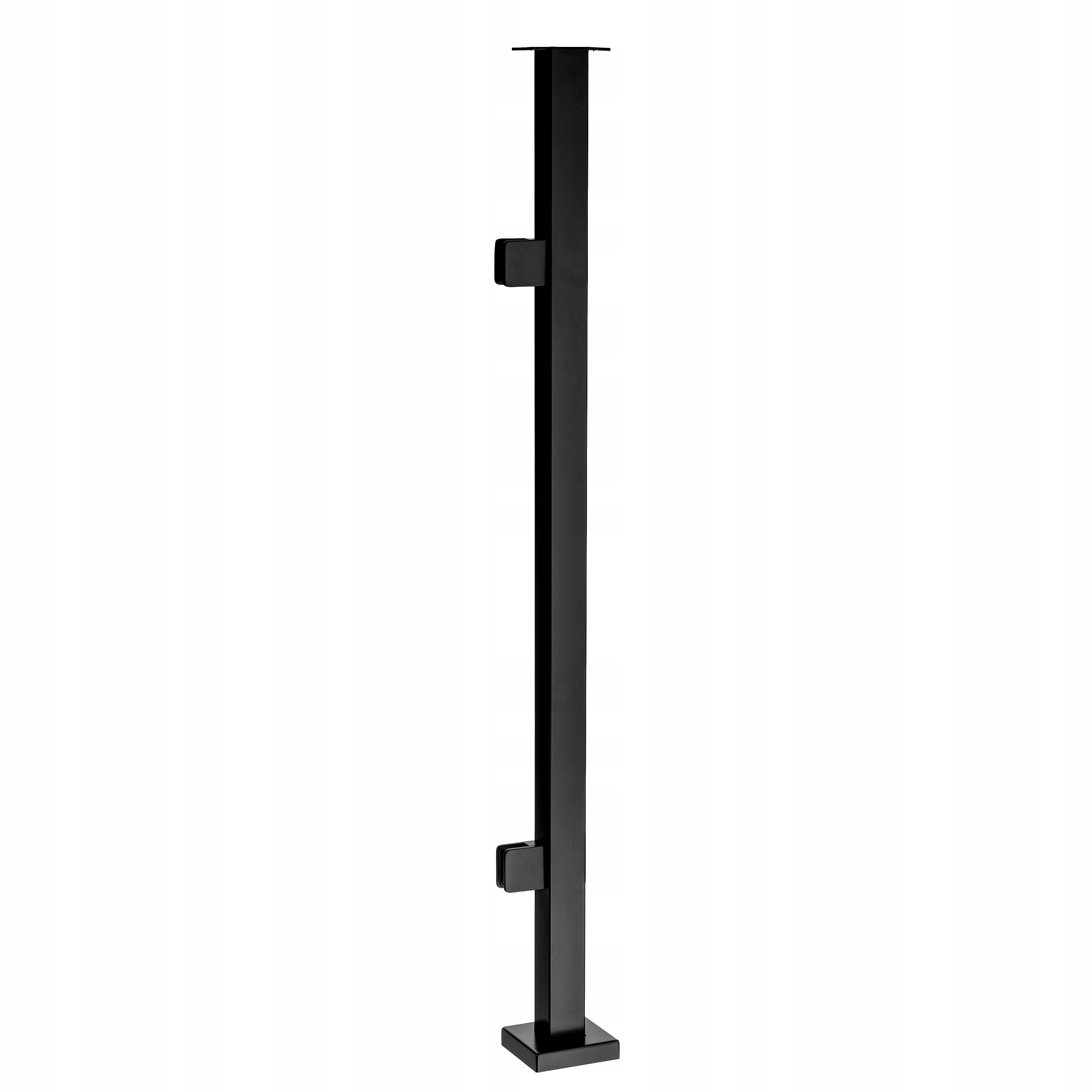 Startovací sloupek pro skleněné zábradlí 110 cm 40x40 Černý 2 držáky Loft