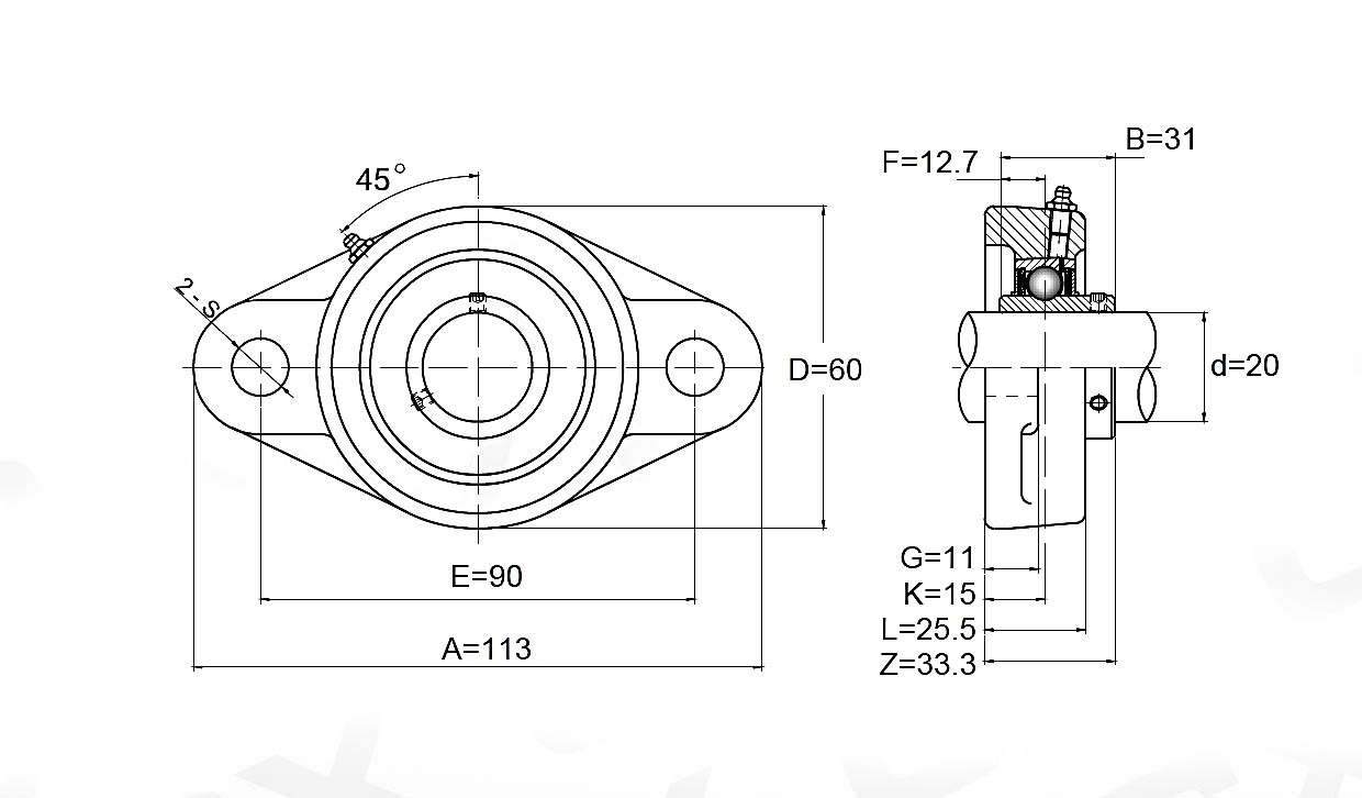 UCFL 204 Łożysko samonastawne w oprawie UCFL204 Kod producenta UCFL204