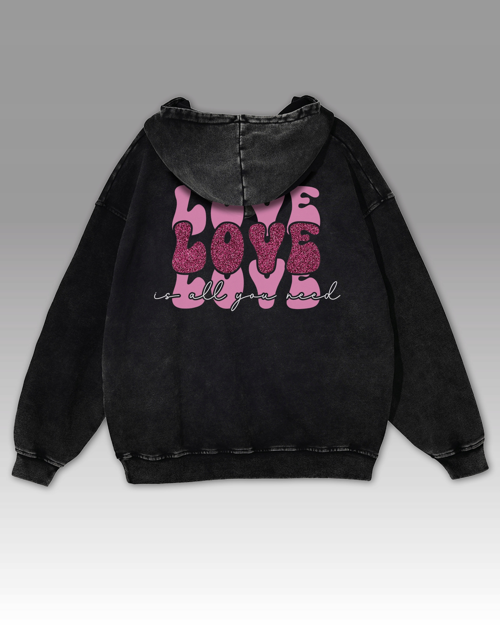 Mikina Love is all You Need Láska Oversize Inspitující Sprana Černá XL