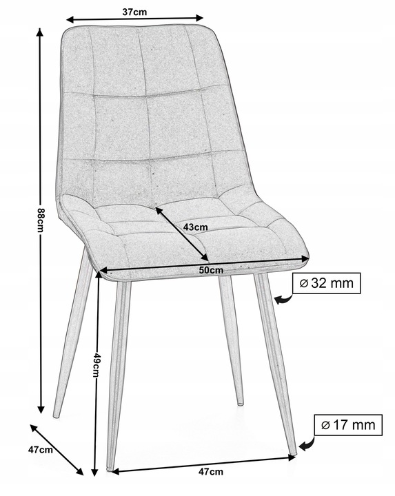 KRZESŁO TAPICEROWANE WELUROWE CHIC VELVET AKSAMIT Kolor korpusu metal