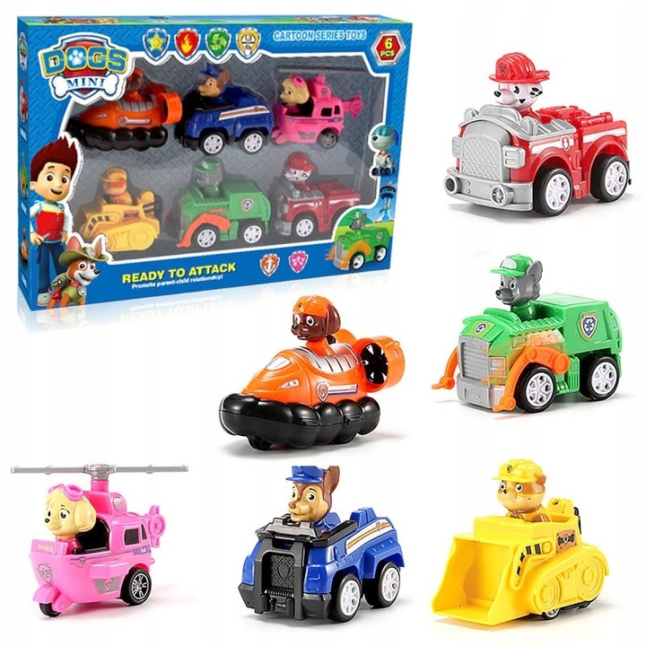 

Psi Patrol Figurki Autka Z Napędem Zestaw 6 Szt