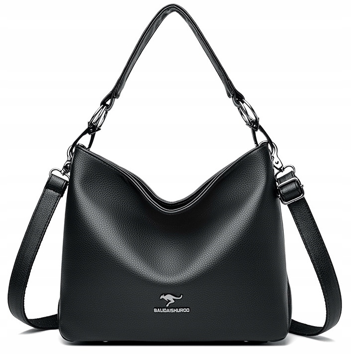 Torebka Damska Czarna Duża Pojemna na Ramię Shopperka