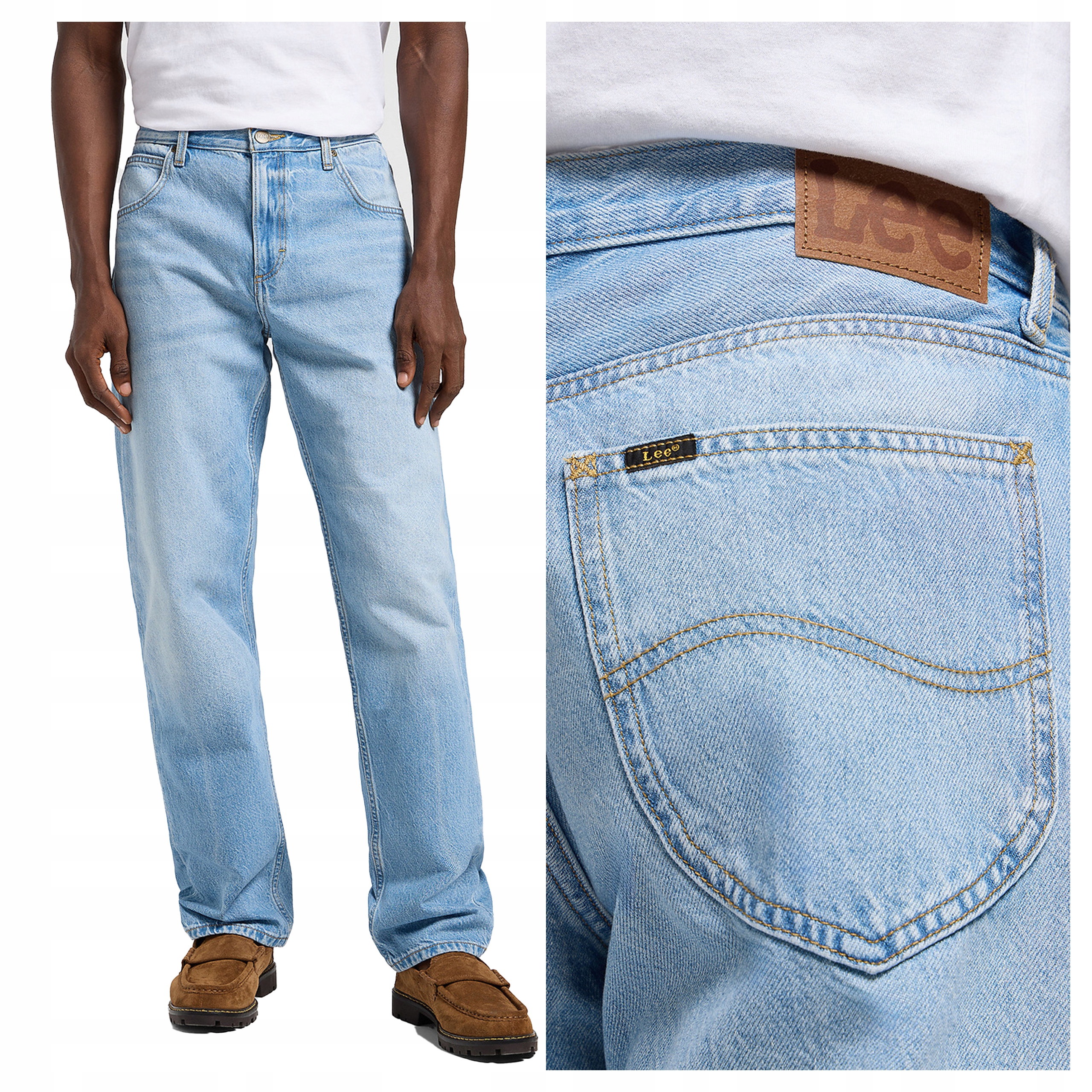 Pánské džínové kalhoty Lee Oscar Loose Fit Jednoduché modré W33 L32