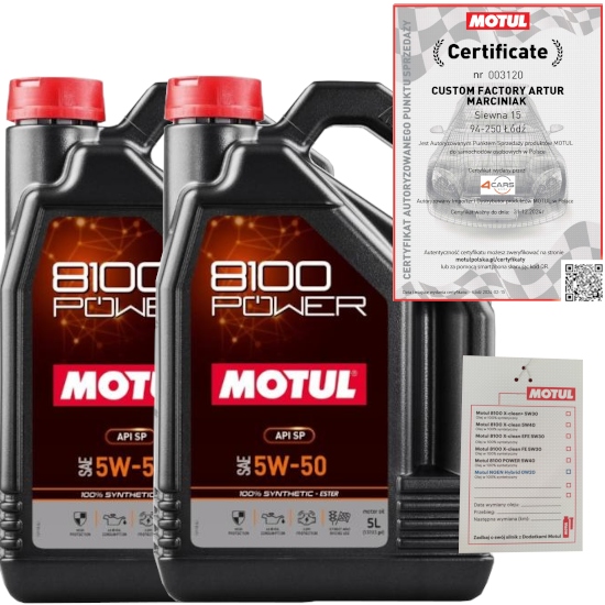 MOTUL 8100 POWER 5W50 10L FORD WSS-M2C931-D + ZAWIESZKA