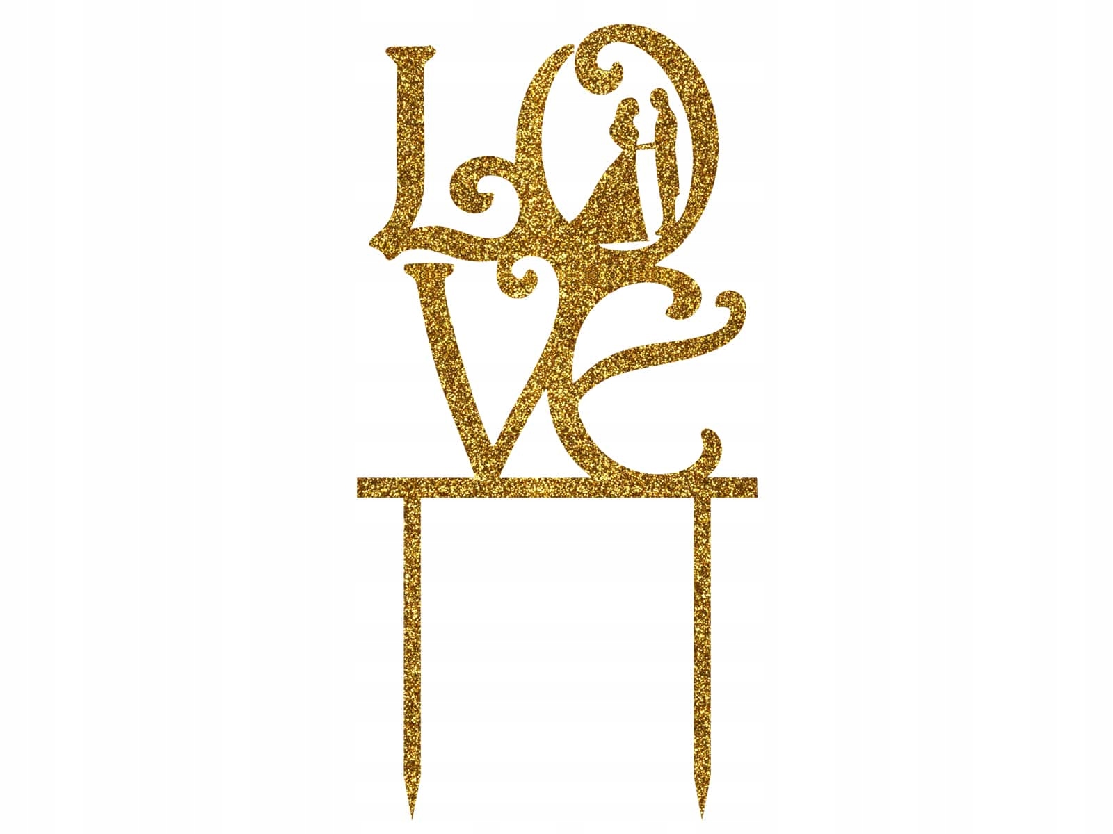 

Topper na tort Love złoty 15,5x8 cm Wesele plexi