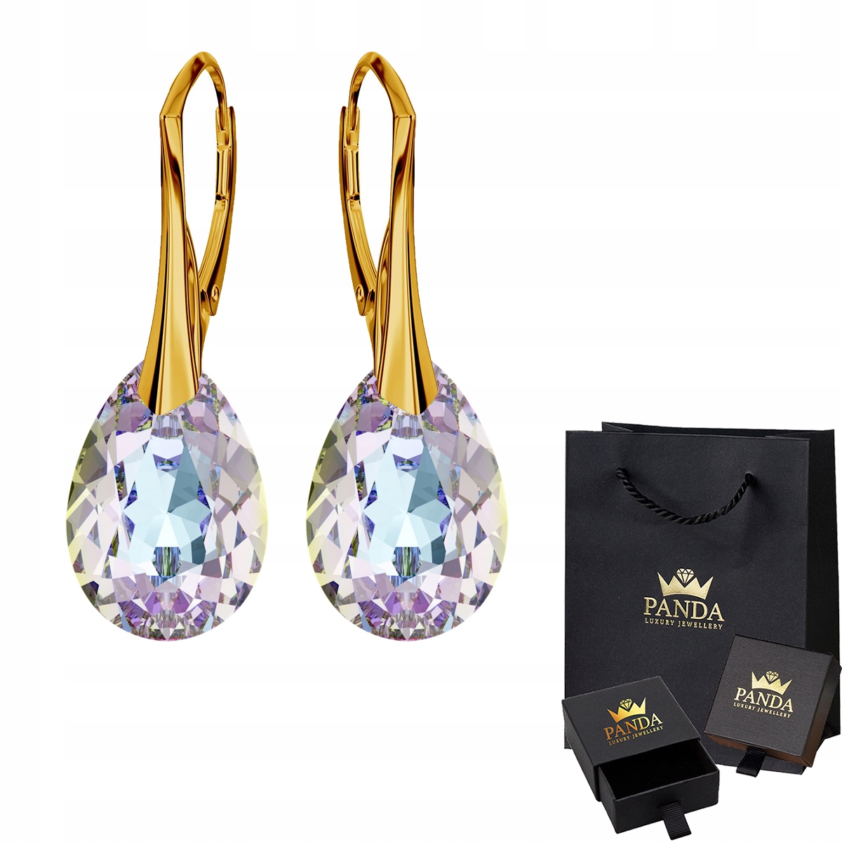 

Piękne Pozłacane 24K Kolczyki Swarovski Srebro 925