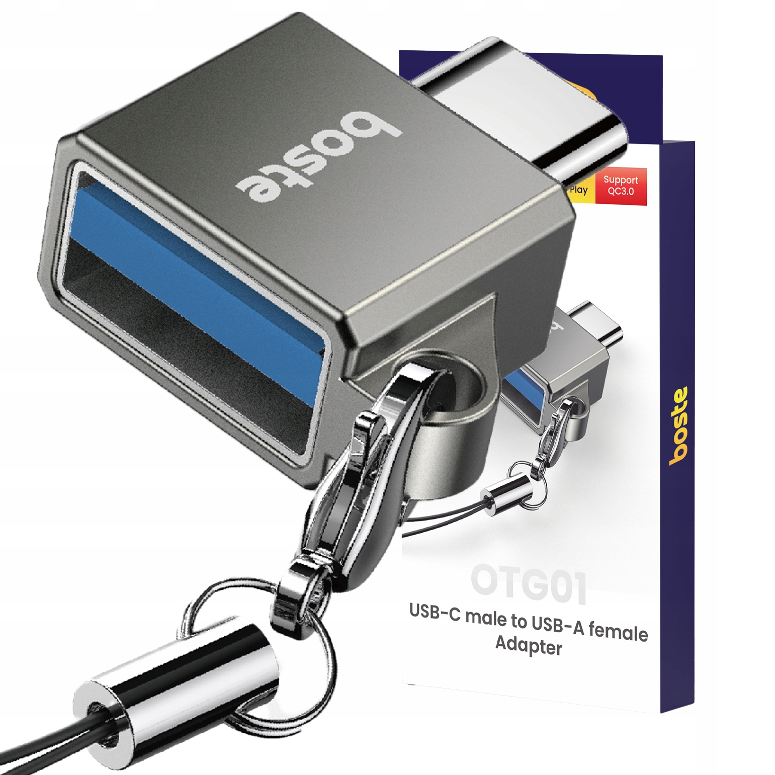 BOSTE ADAPTÉR USB-A NA USB-C TYPE-C OTG 3A ADAPTÉR PRO PŘENOS DAT