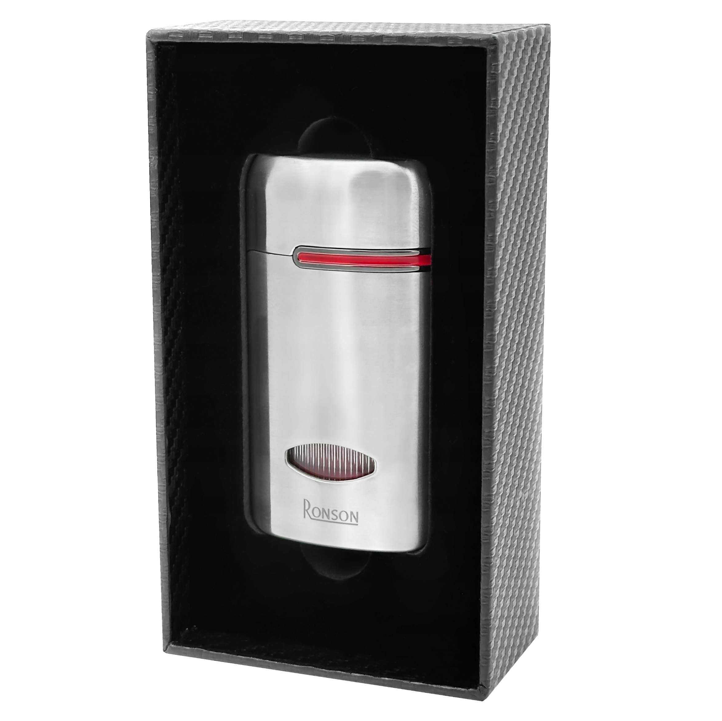 Zapalovač Ronson Fen Silver 3 Jet s puncherem na doutníky, žárovkový
