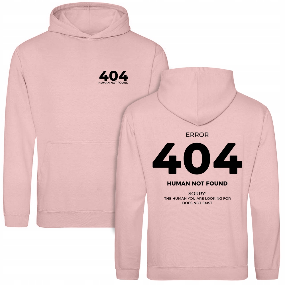 Mikina S Kapucí Růžová Error 404 Oboustranný potisk Vzory Velikost M