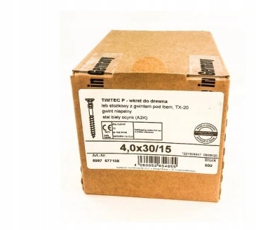 

Wkręty Timtec Tx20 4×30/15 500szt
