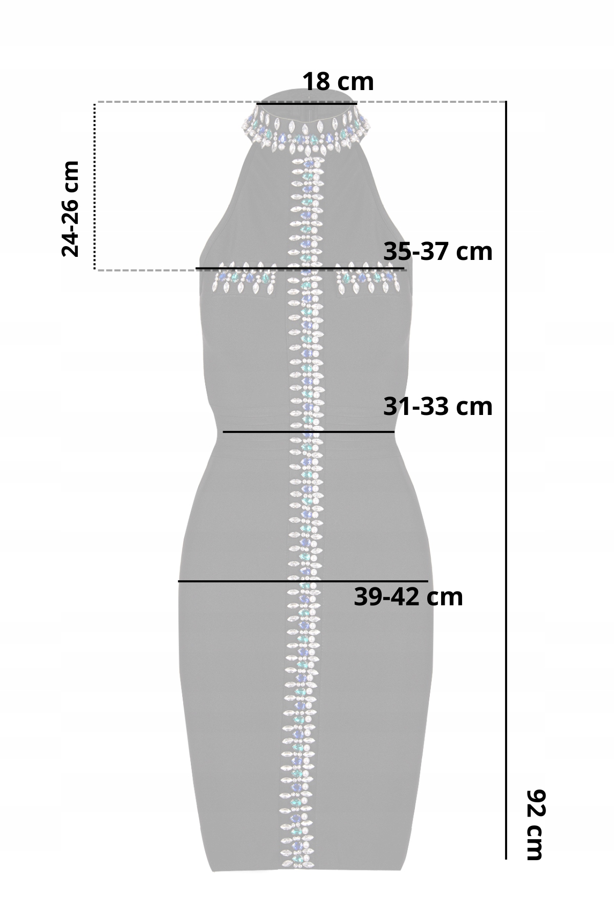 Sukienka bodycon KOBALT z kryształkami - M Rozmiar M