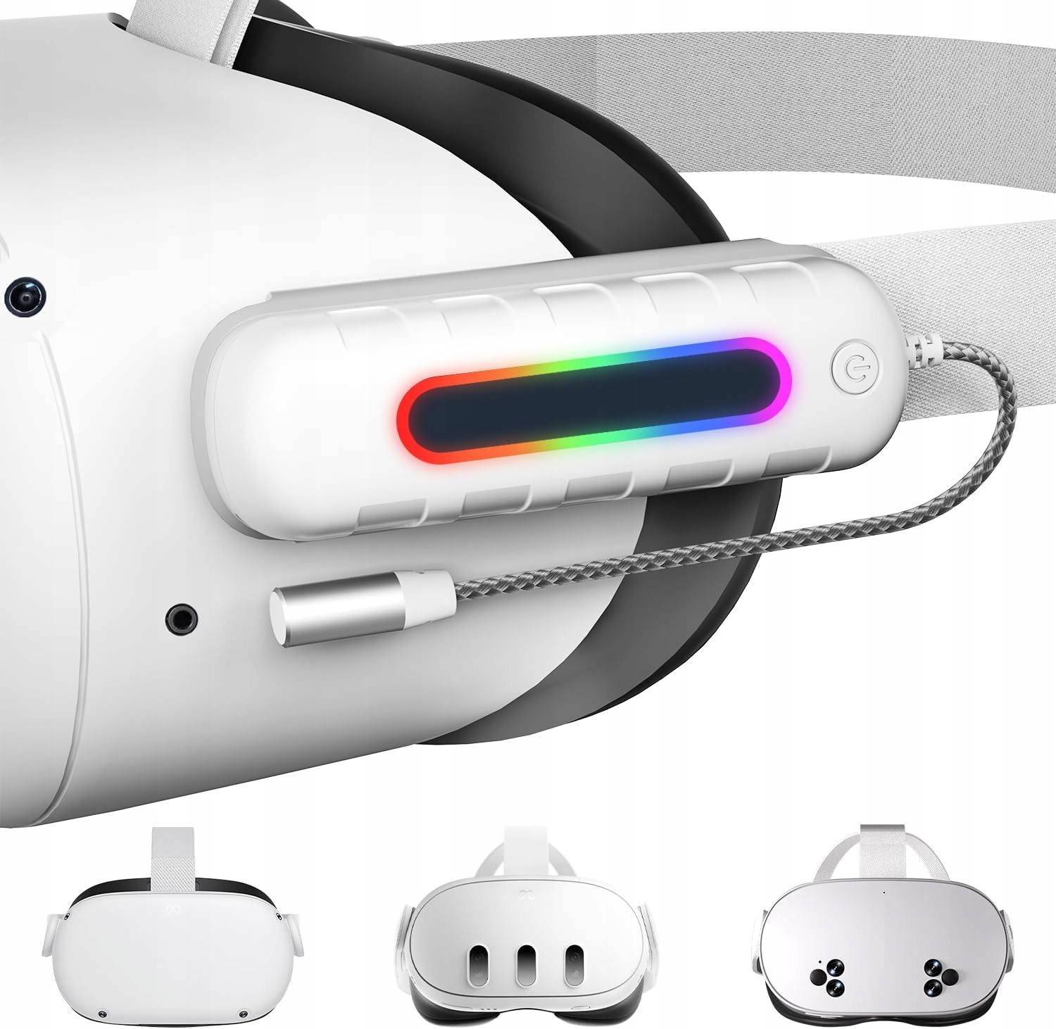 Rgb Bateriový Pack pro Meta Quest 3S/3/2 5000mAh Přenosný Vr Externí Zdroj Energie